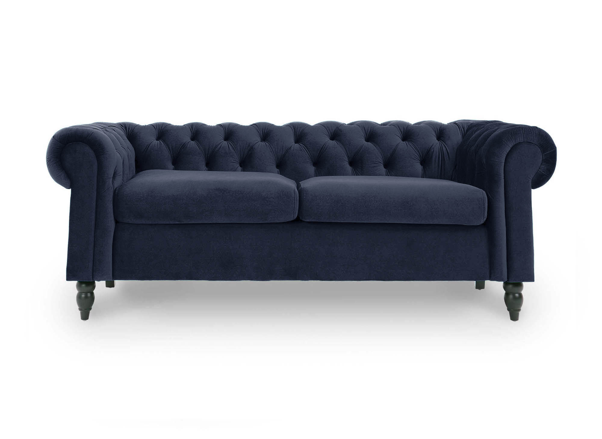 Canapé Chesterfield 3 places en velours bleu WINSTON