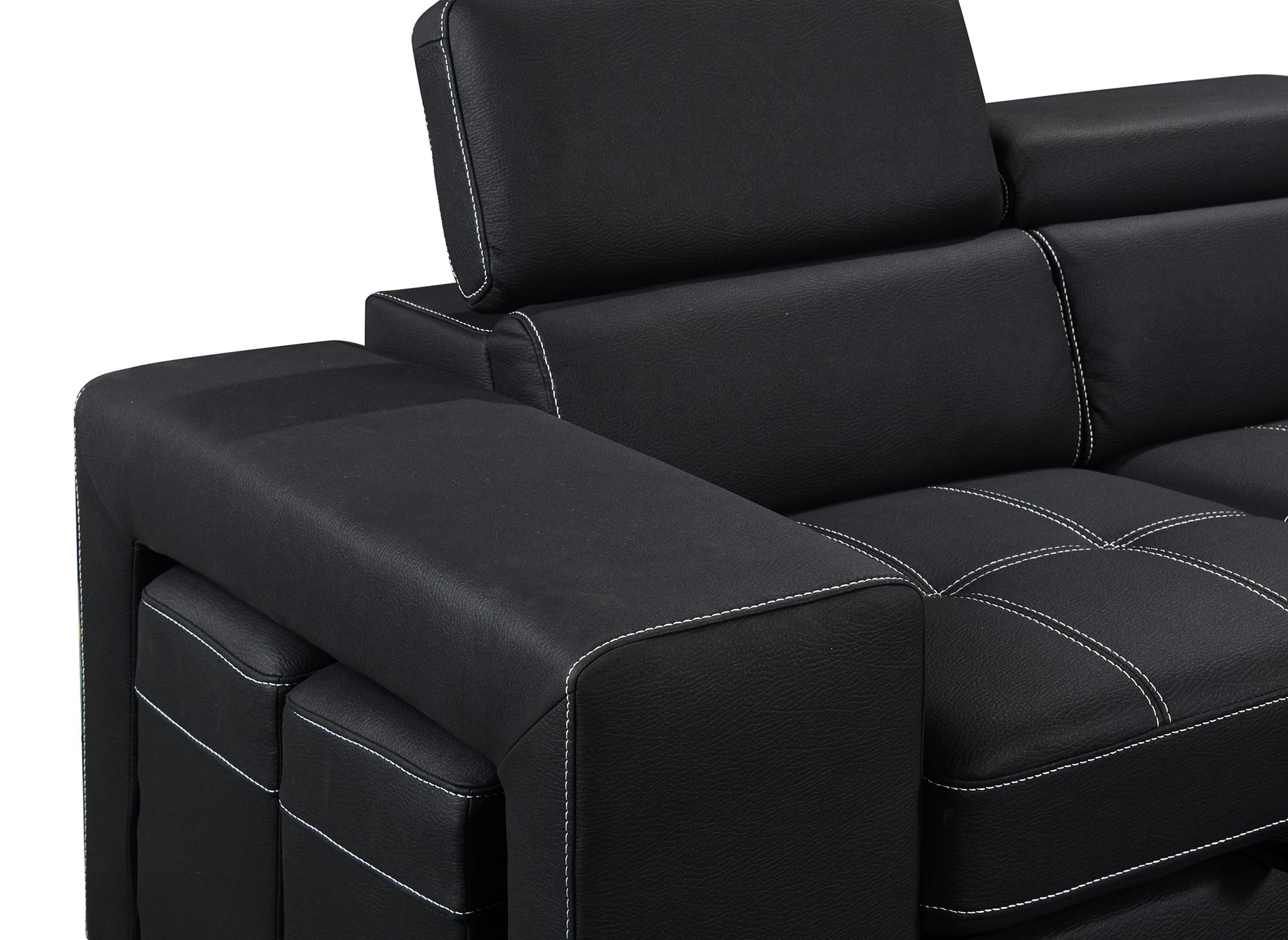 Canapé d'angle convertible en tissu noir DAVON - angle droit