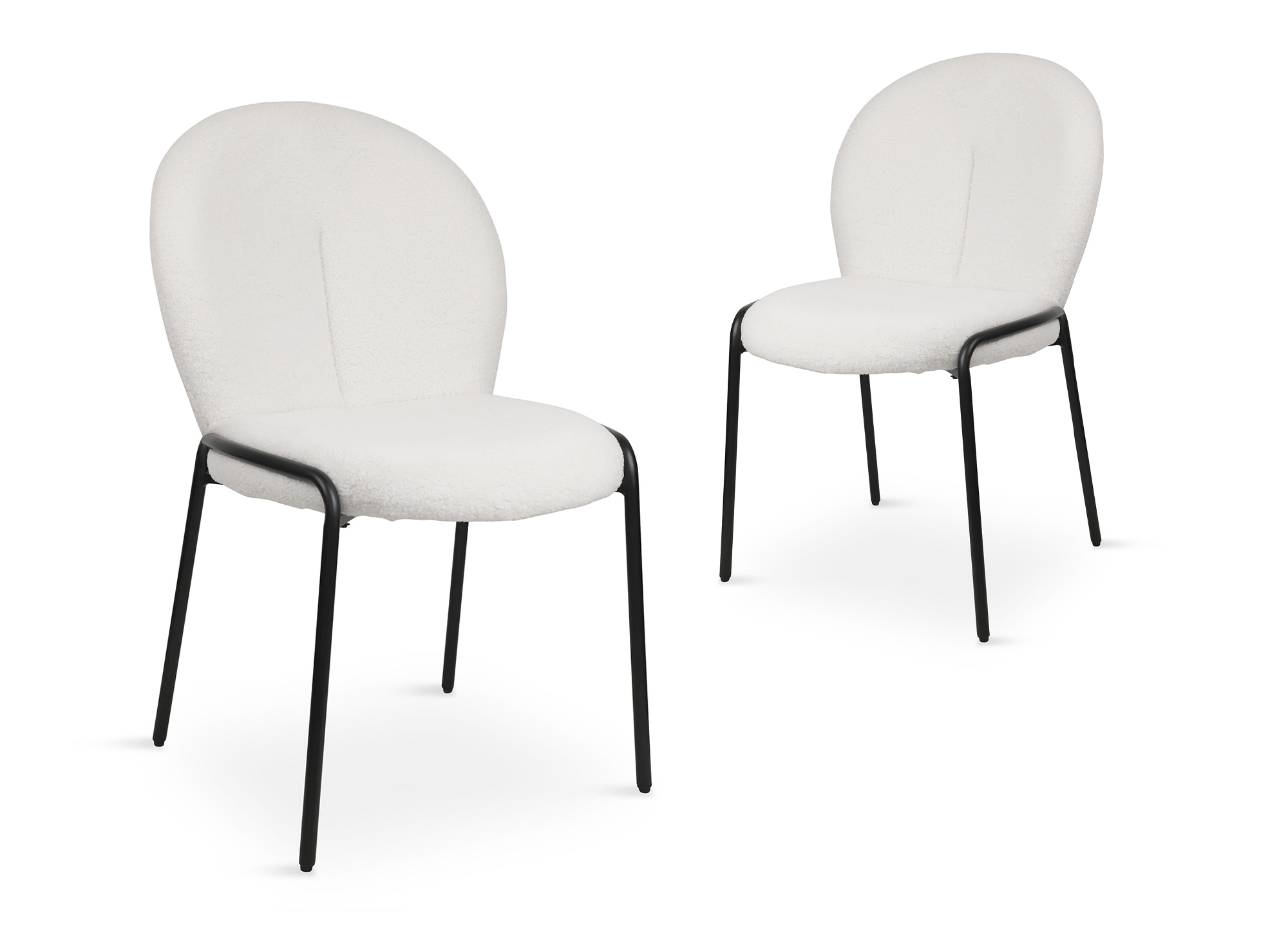 Lot de 2 chaises design en tissu bouclette blanc BENTA