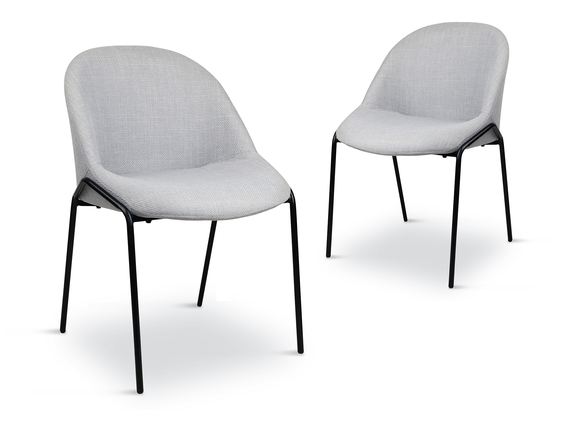 Lot de 2 chaises design en tissu lin gris ZAYA