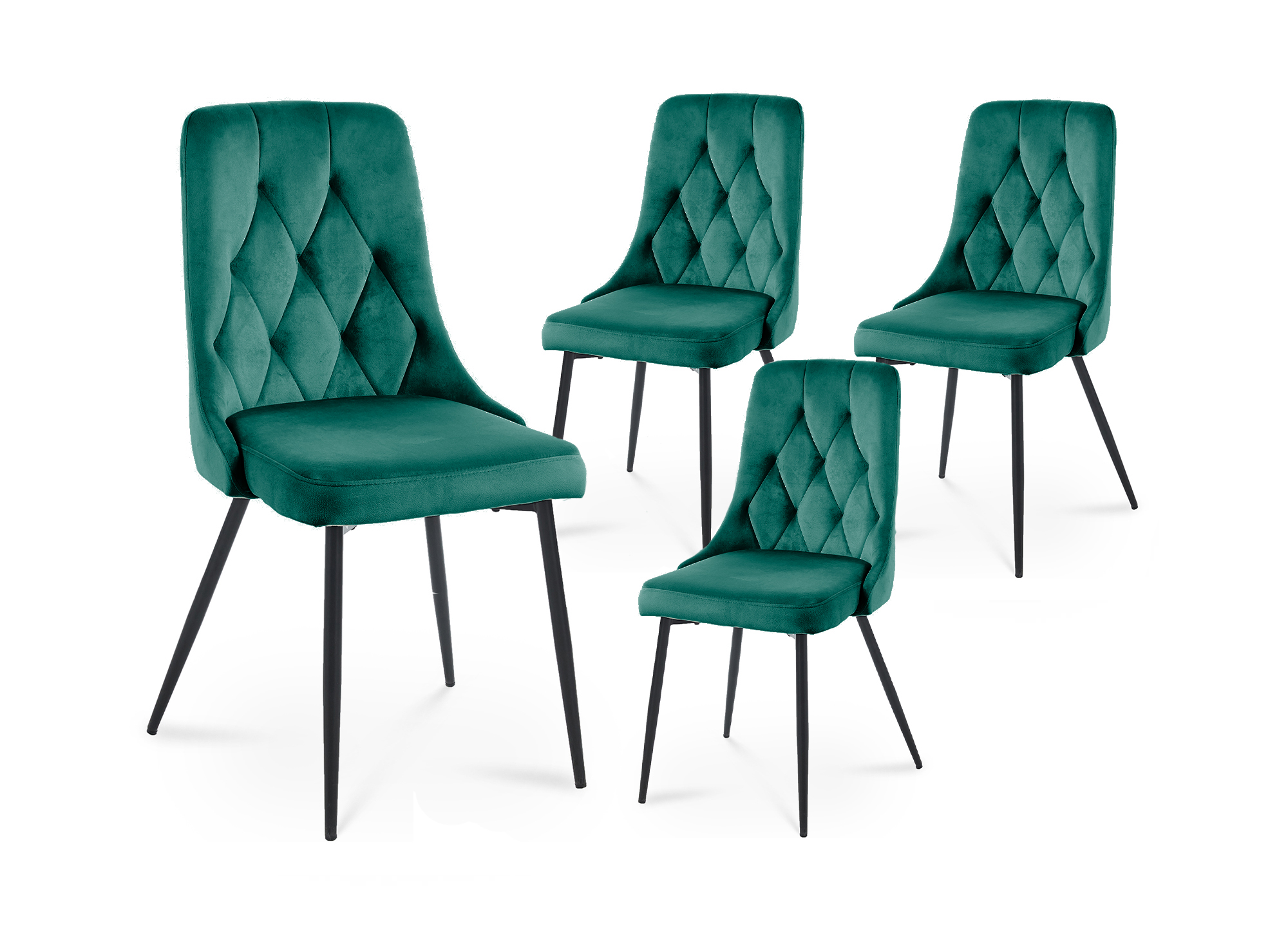 Lot de 4 chaises design en velours vert OLVEA