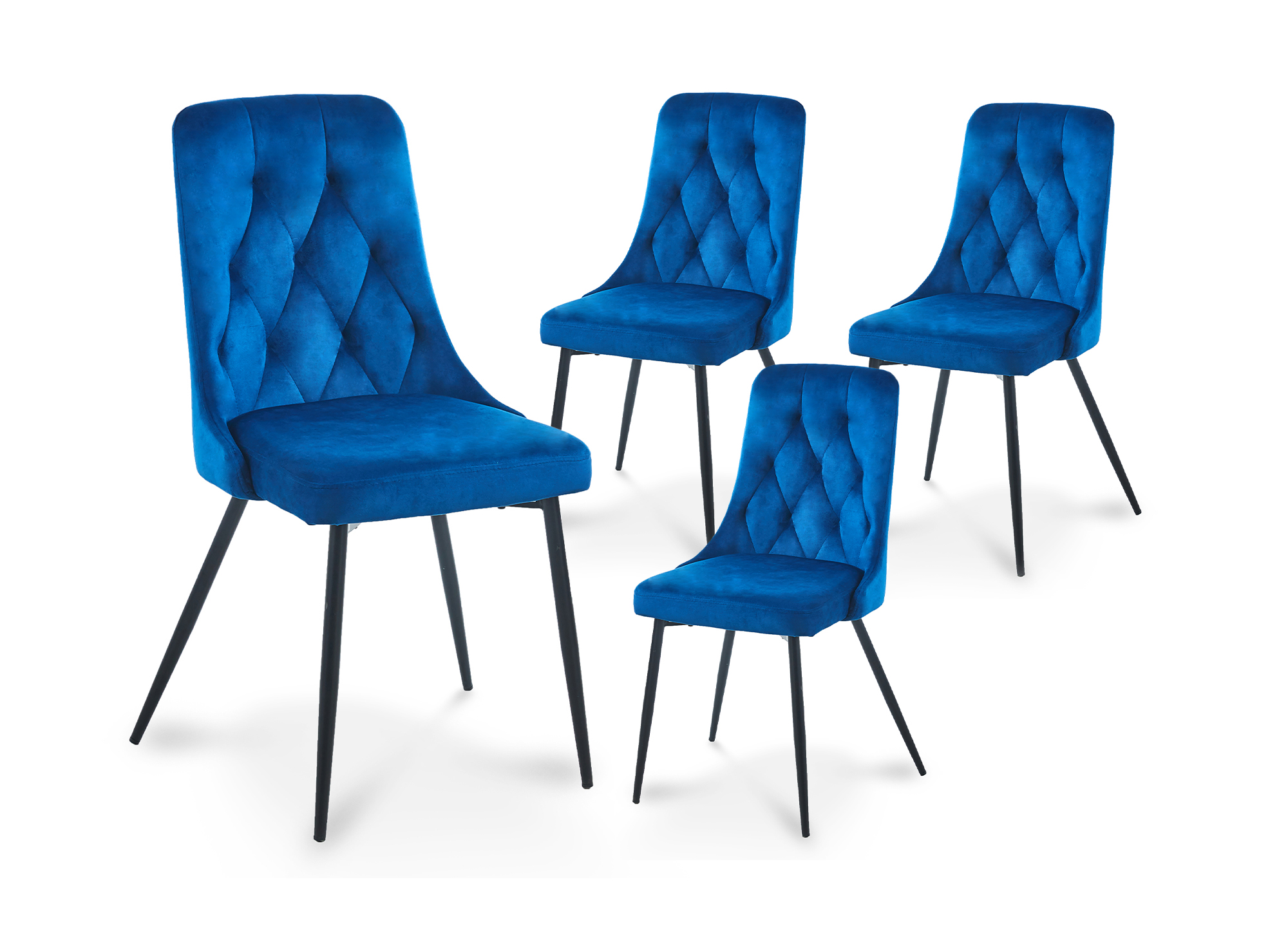 Lot de 4 chaises design en velours bleu OLVEA