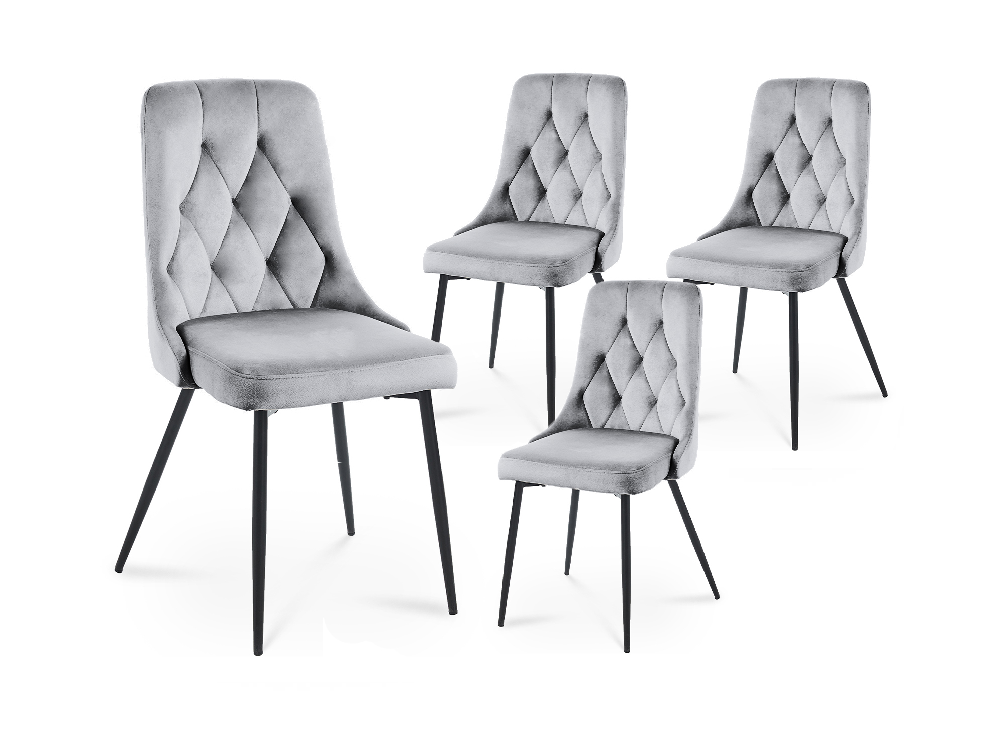 Lot de 4 chaises design en velours gris OLVEA