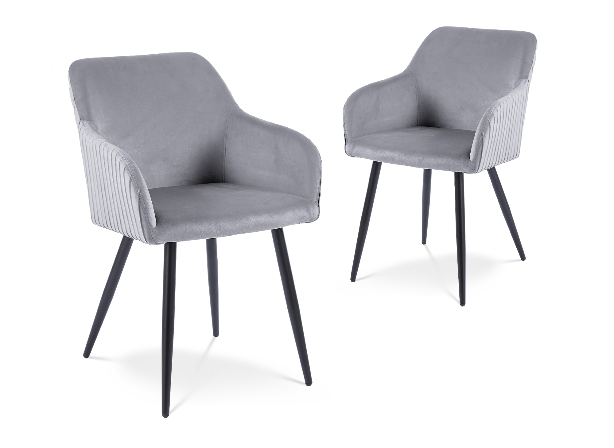 Lot de 2 chaises en velours gris pieds en métal noir DEVOR