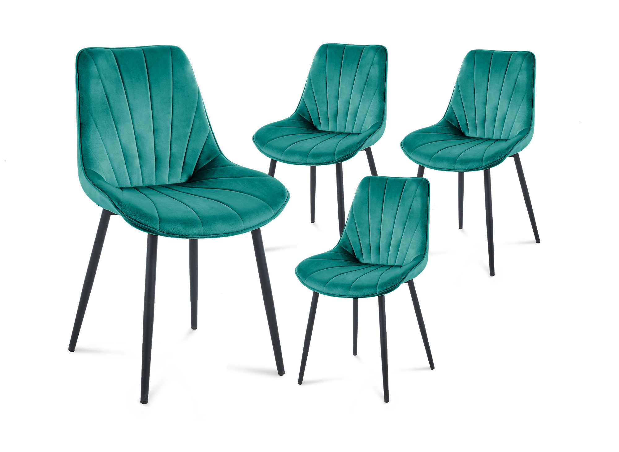 Lot de 4 chaises design en velours vert ELOVA