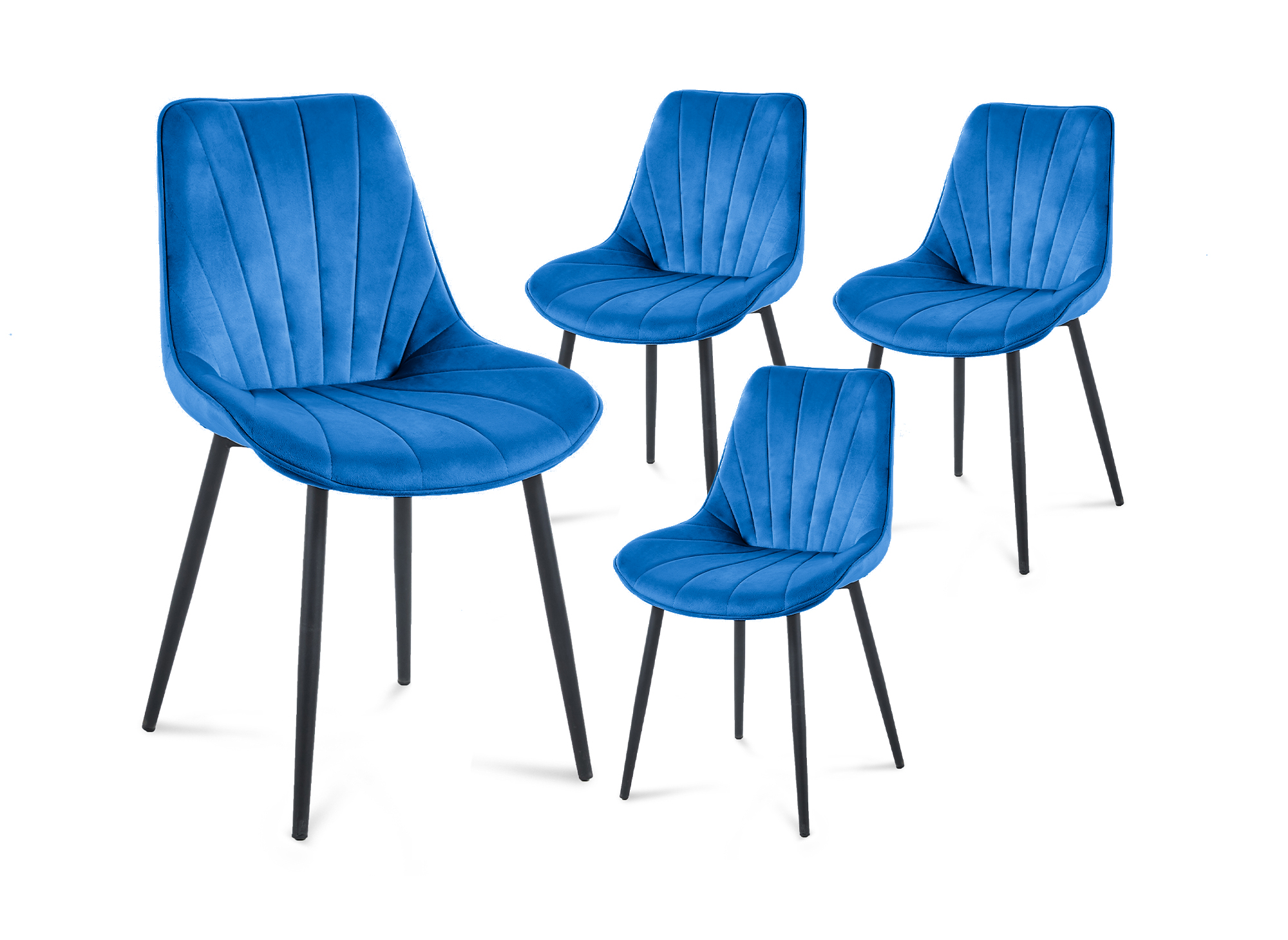 Lot de 4 chaises design en velours bleu ELOVA