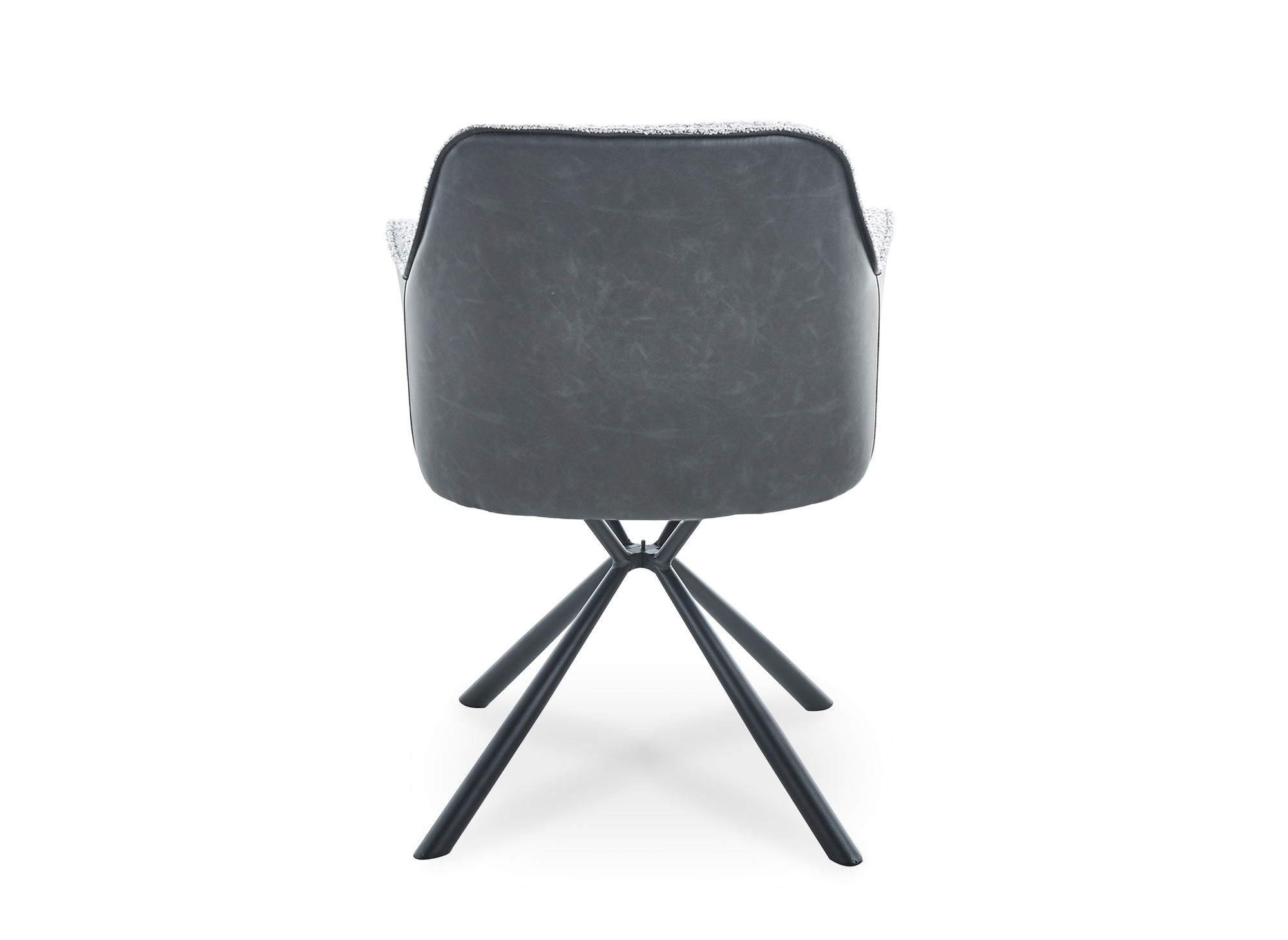 Lot de 2 chaises avec accoudoir tissu bouclette et simili cuir gris PIRO