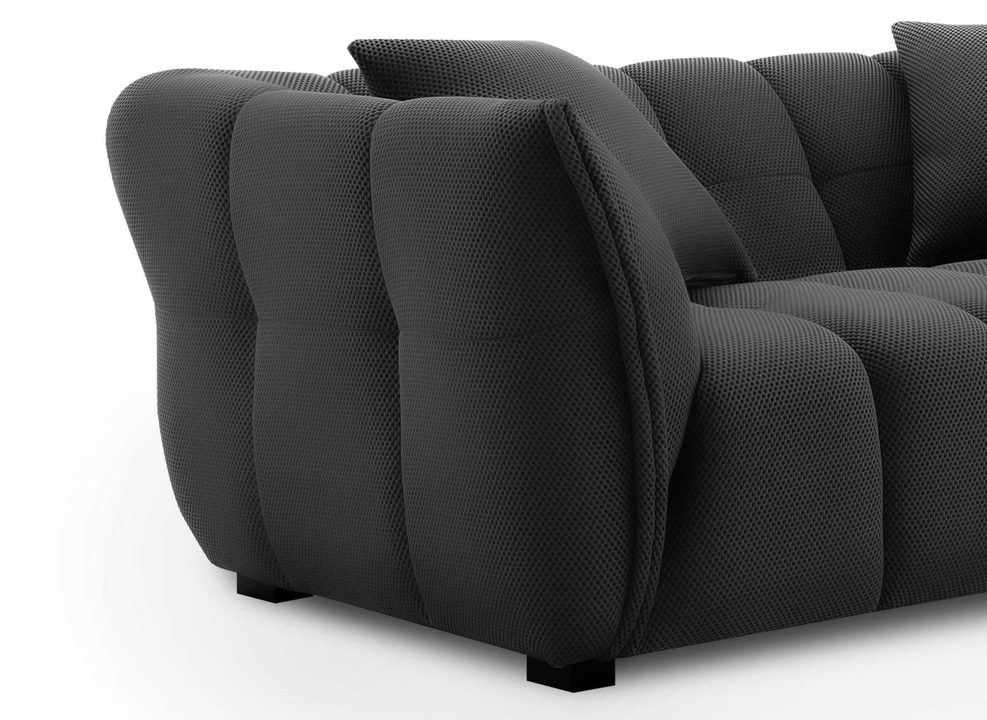 Canapé 2 places en tissu 3D noir ELENA