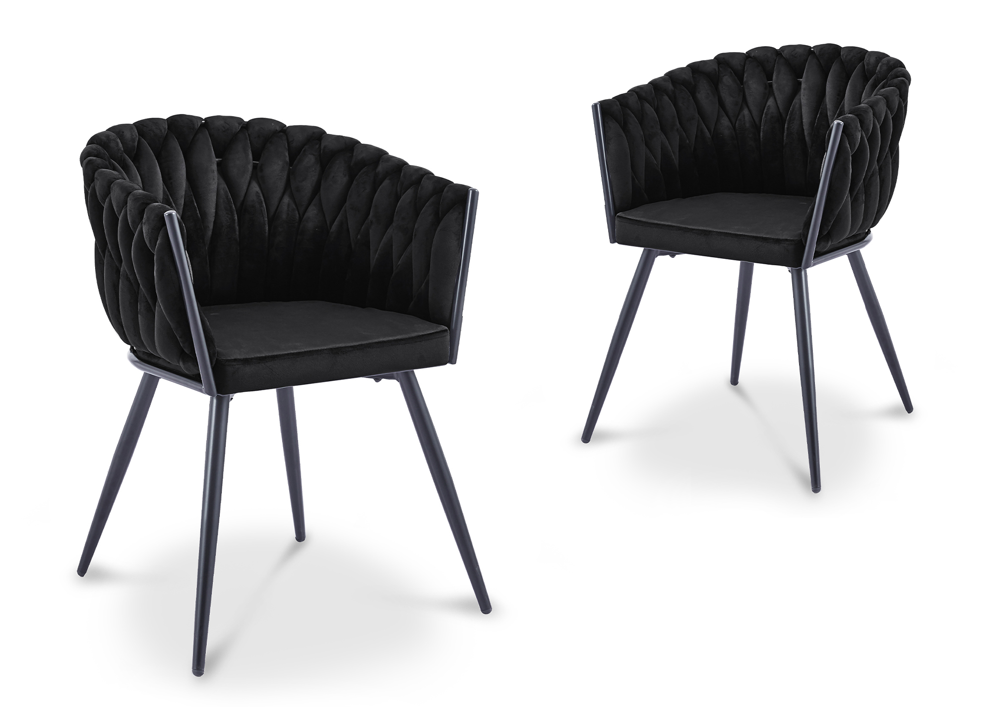 Lot de 2 chaises en velours noir pieds en métal noir CINDY