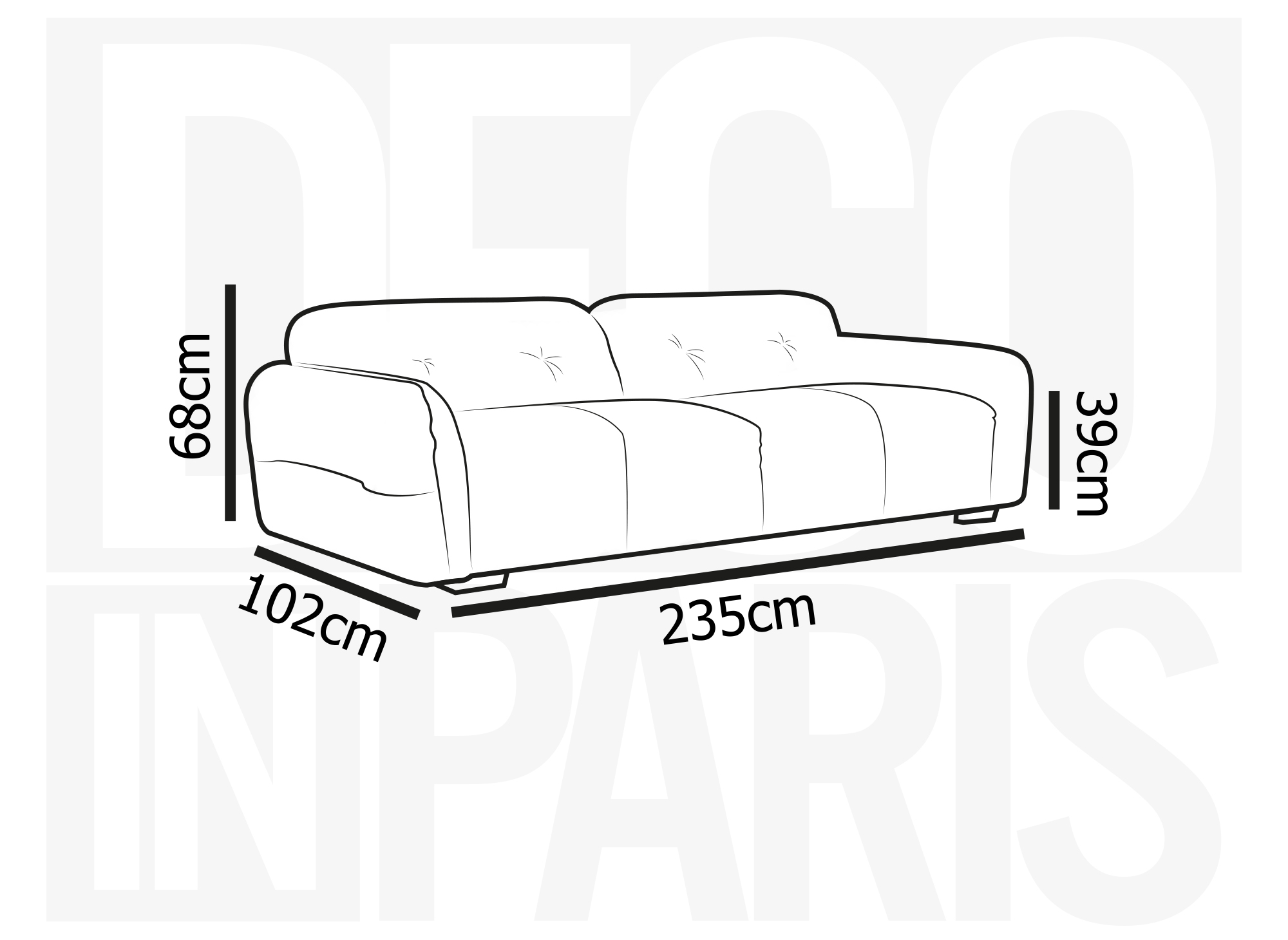 Canapé 3 places en tissu 3D gris PICASSO