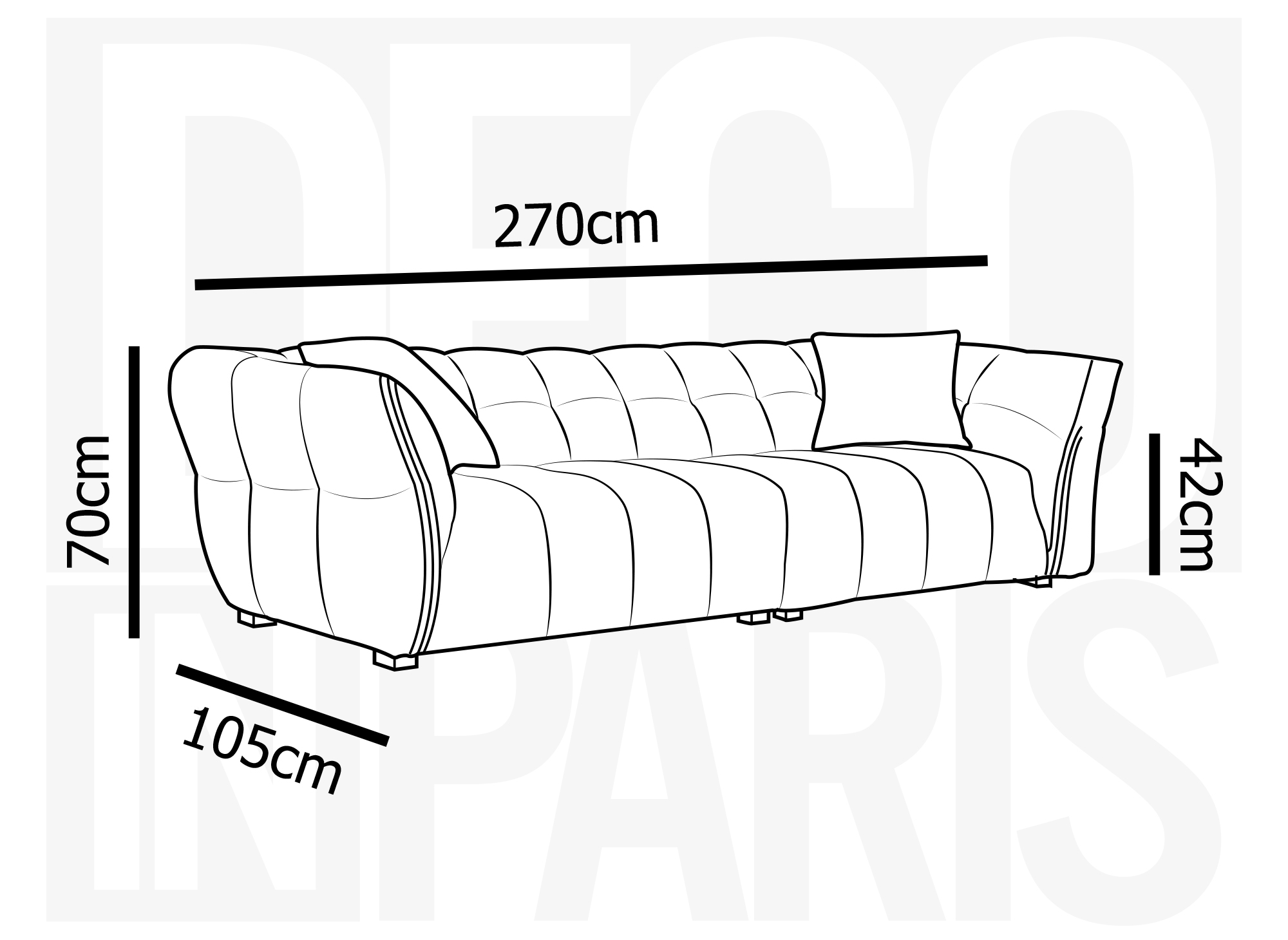 Canapé 4 places en tissu 3D beige ELENA