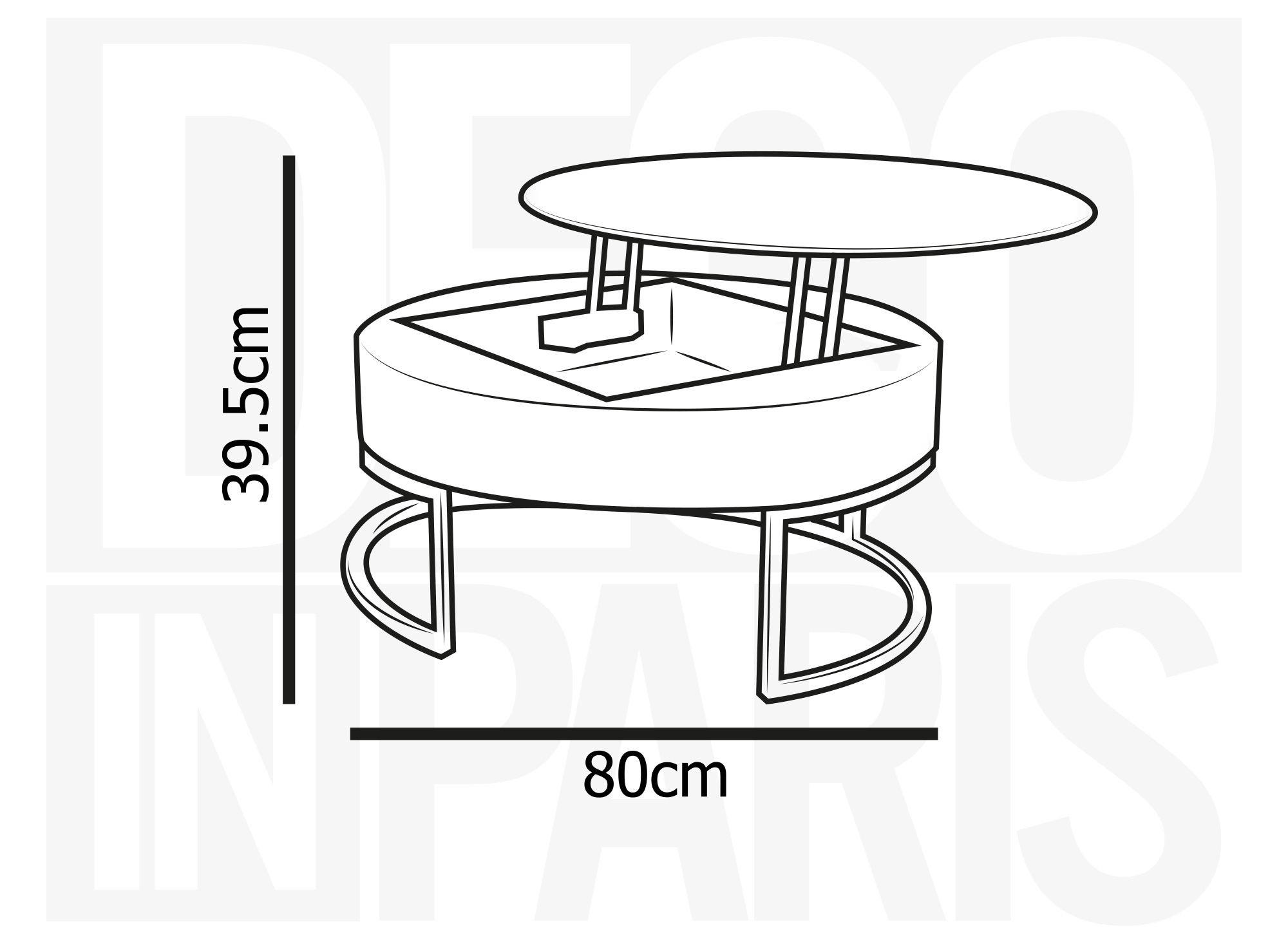 Table basse en bois avec plateau relevable et rangement pieds en métal noir BILLIE