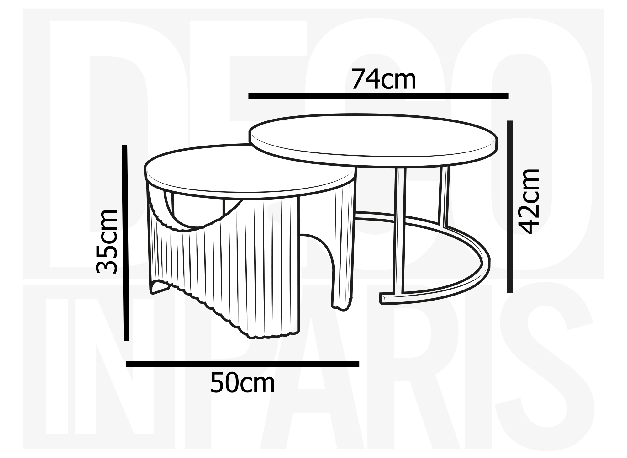 Lot de 2 tables basses rondes gigognes en verre et bois noir TAYRON