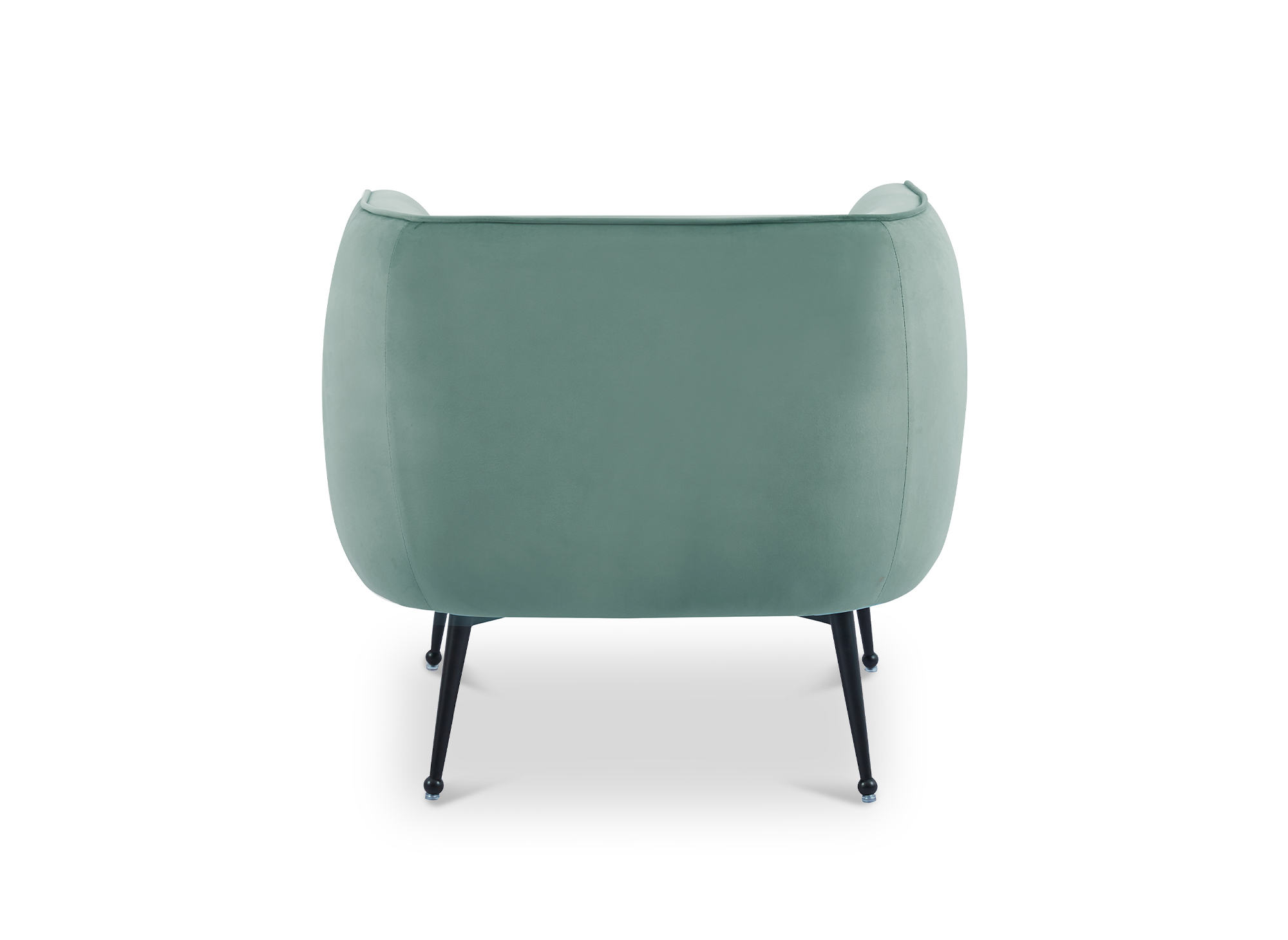 Fauteuil cabriolet en velours vert d'eau pieds noir PERRY