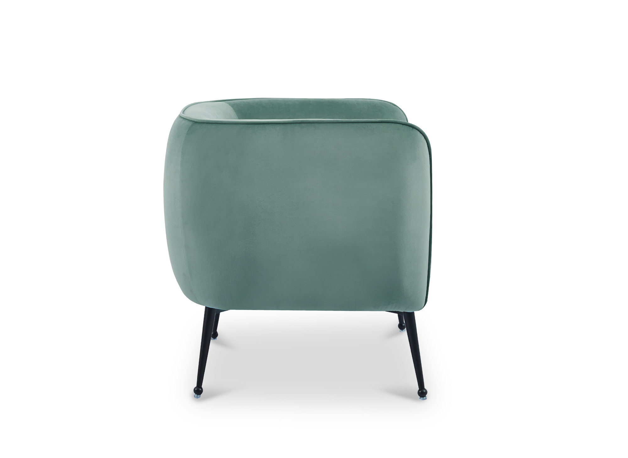 Fauteuil cabriolet en velours vert d'eau pieds noir PERRY