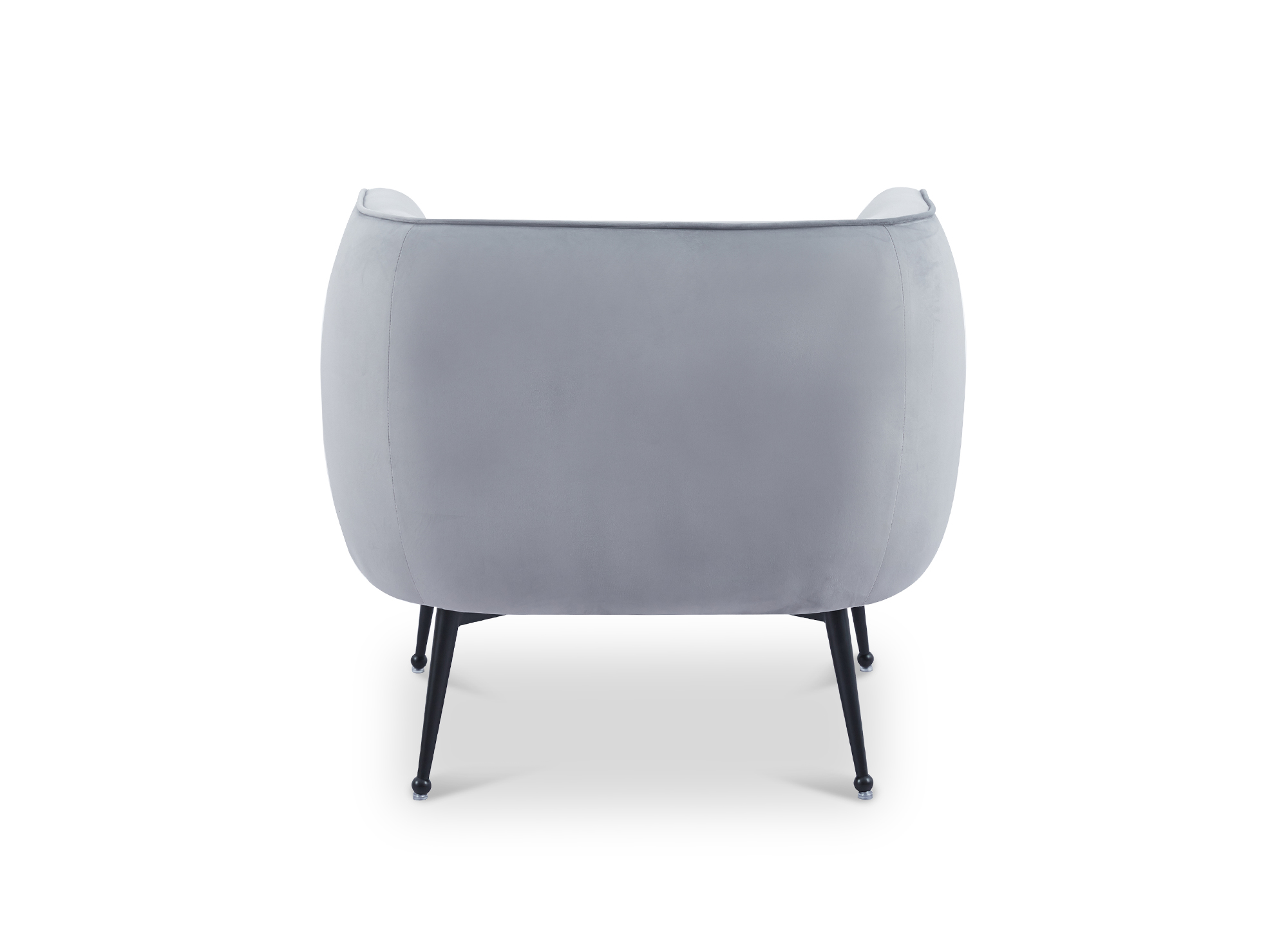 Fauteuil cabriolet en velours gris pieds noir PERRY