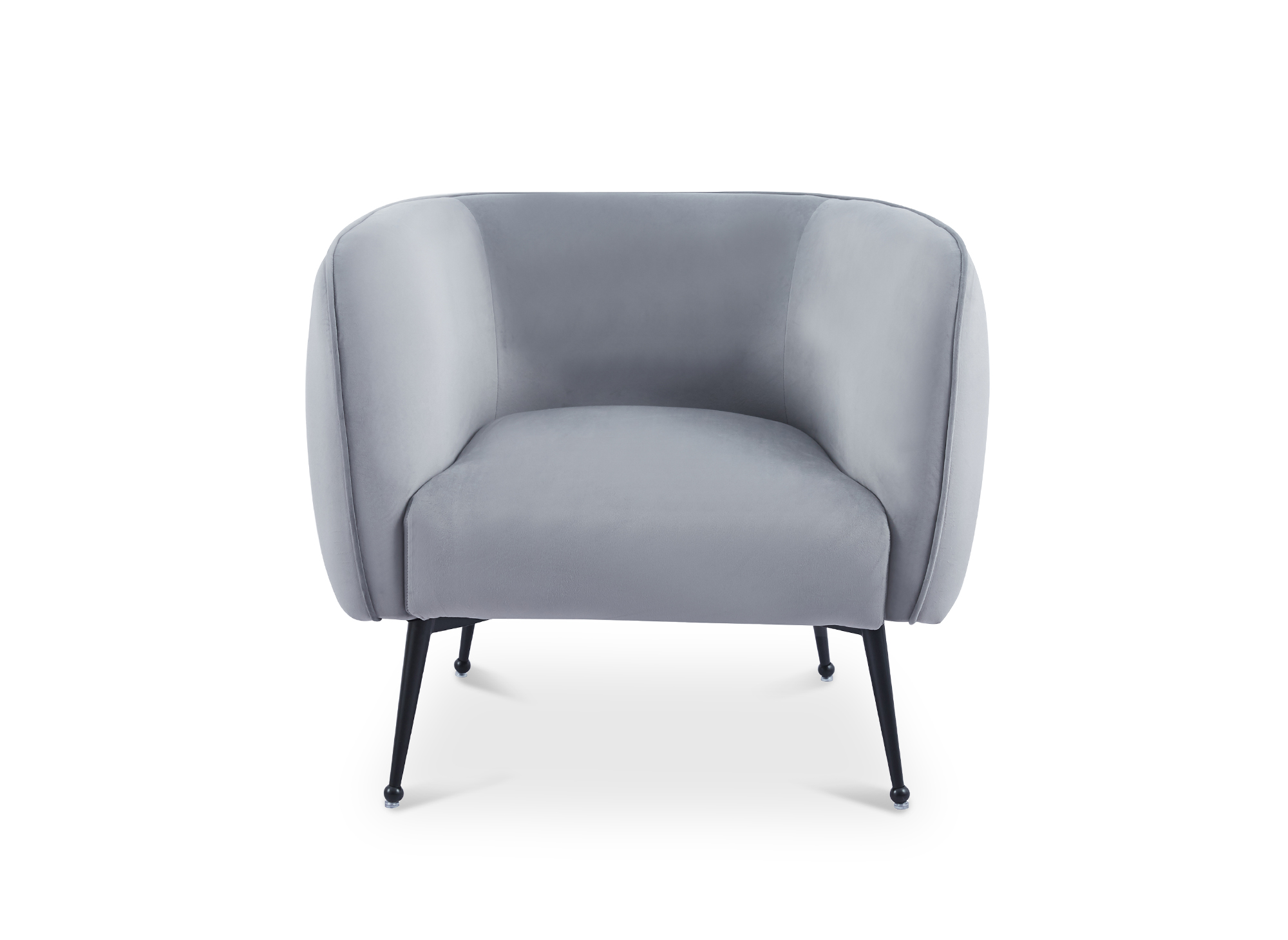 Fauteuil cabriolet en velours gris pieds noir PERRY