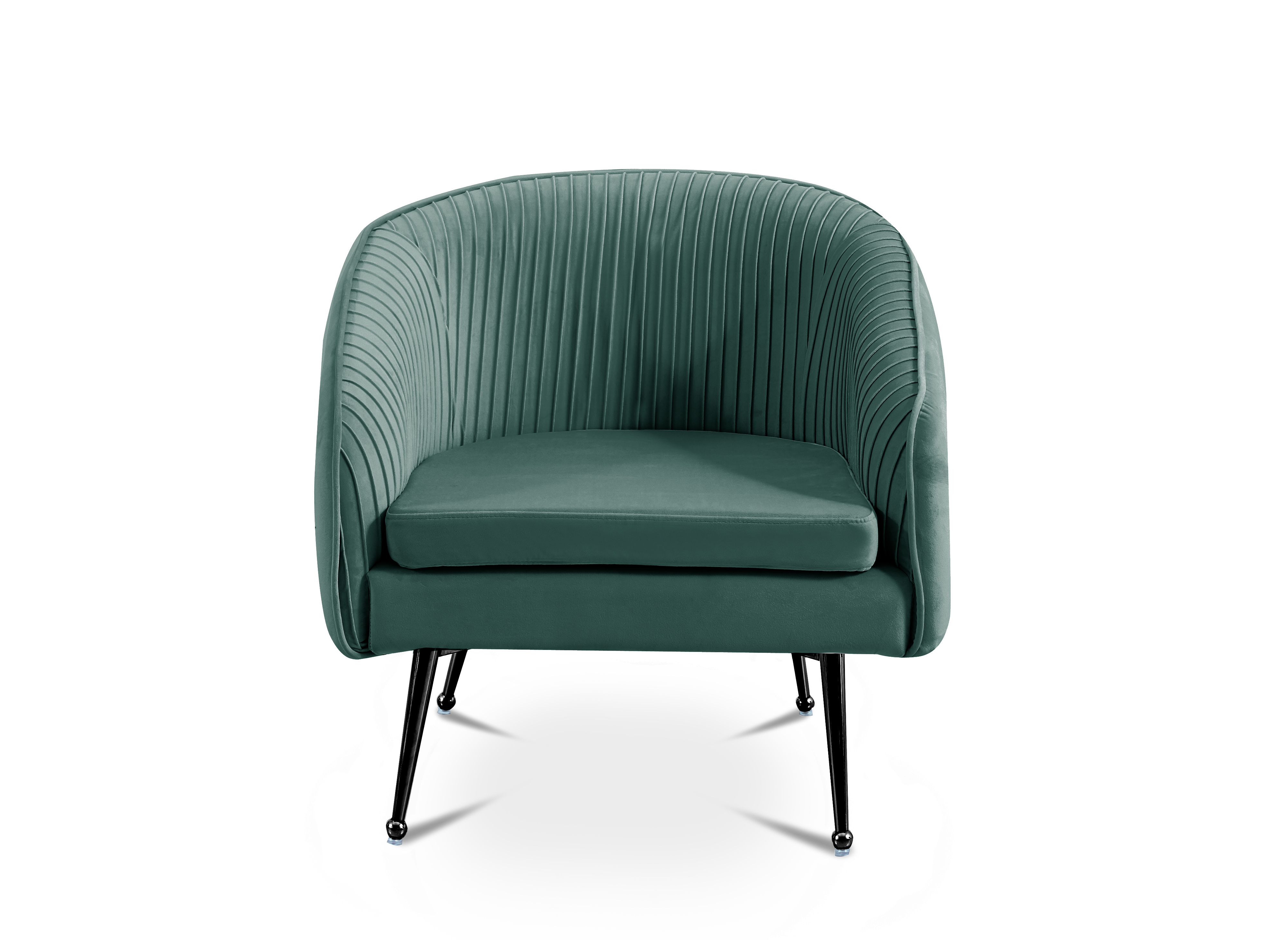 Fauteuil cabriolet en velours vert d'eau pieds noir TRECY