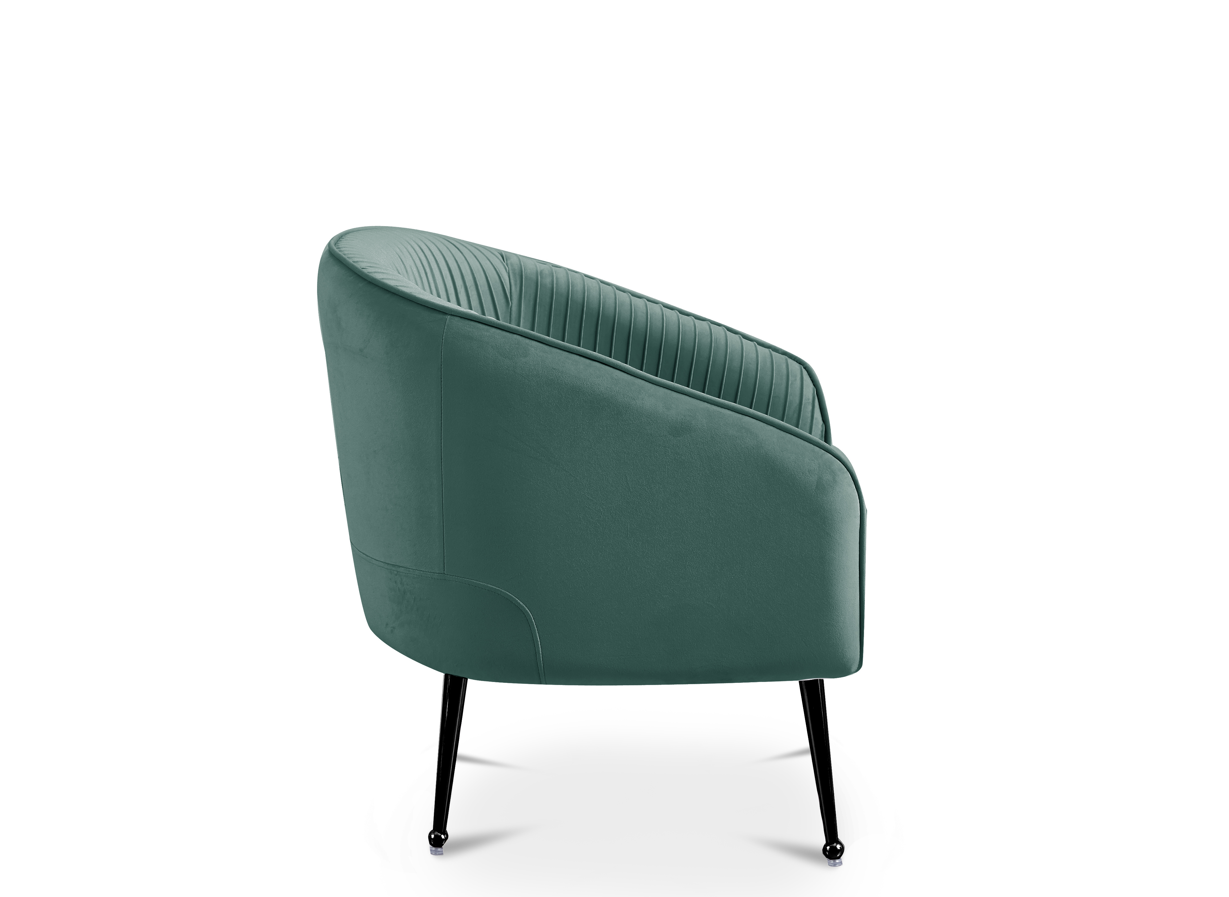 Fauteuil cabriolet en velours vert d'eau pieds noir TRECY