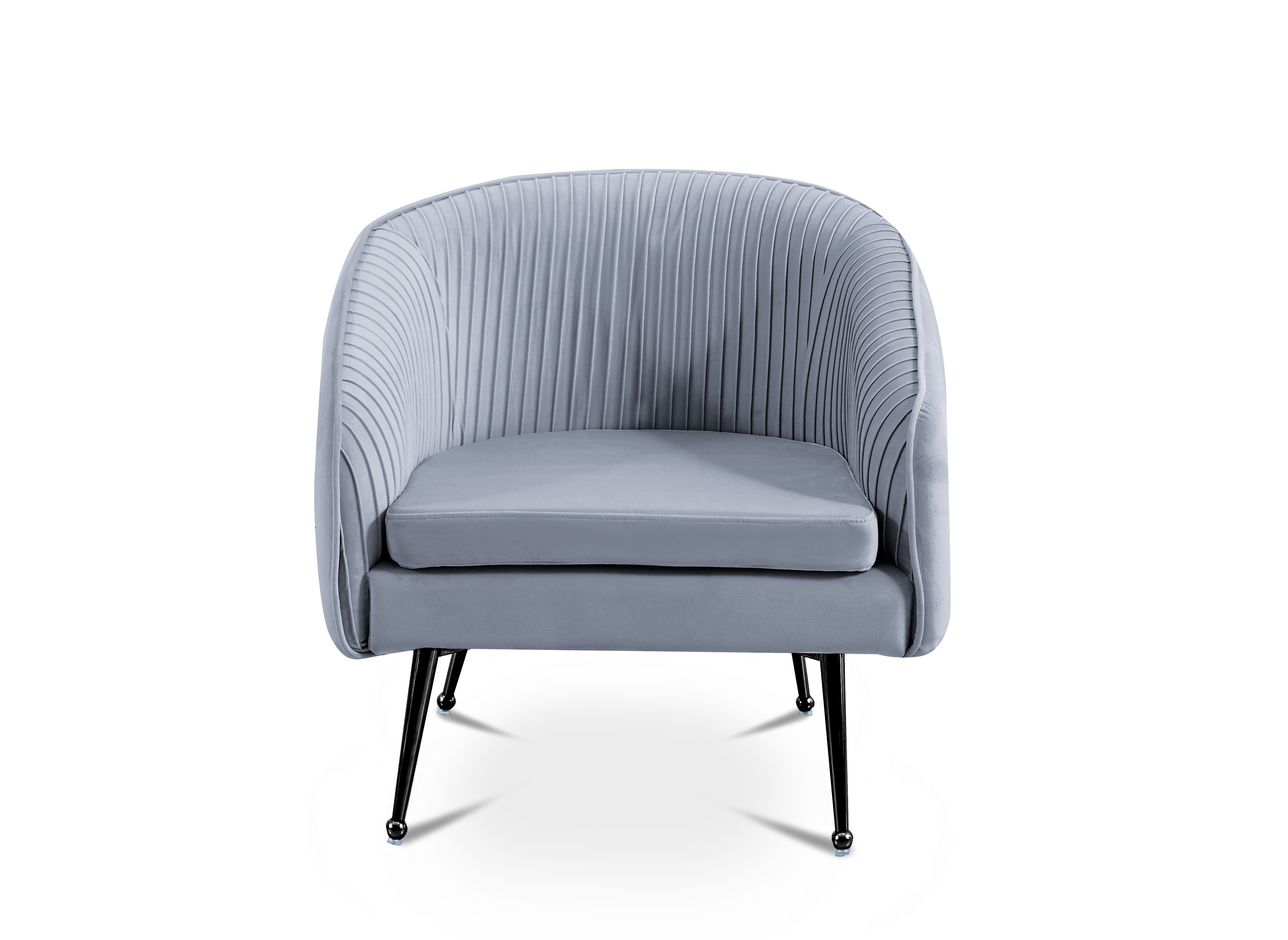 Fauteuil cabriolet en velours gris pieds noir TRECY