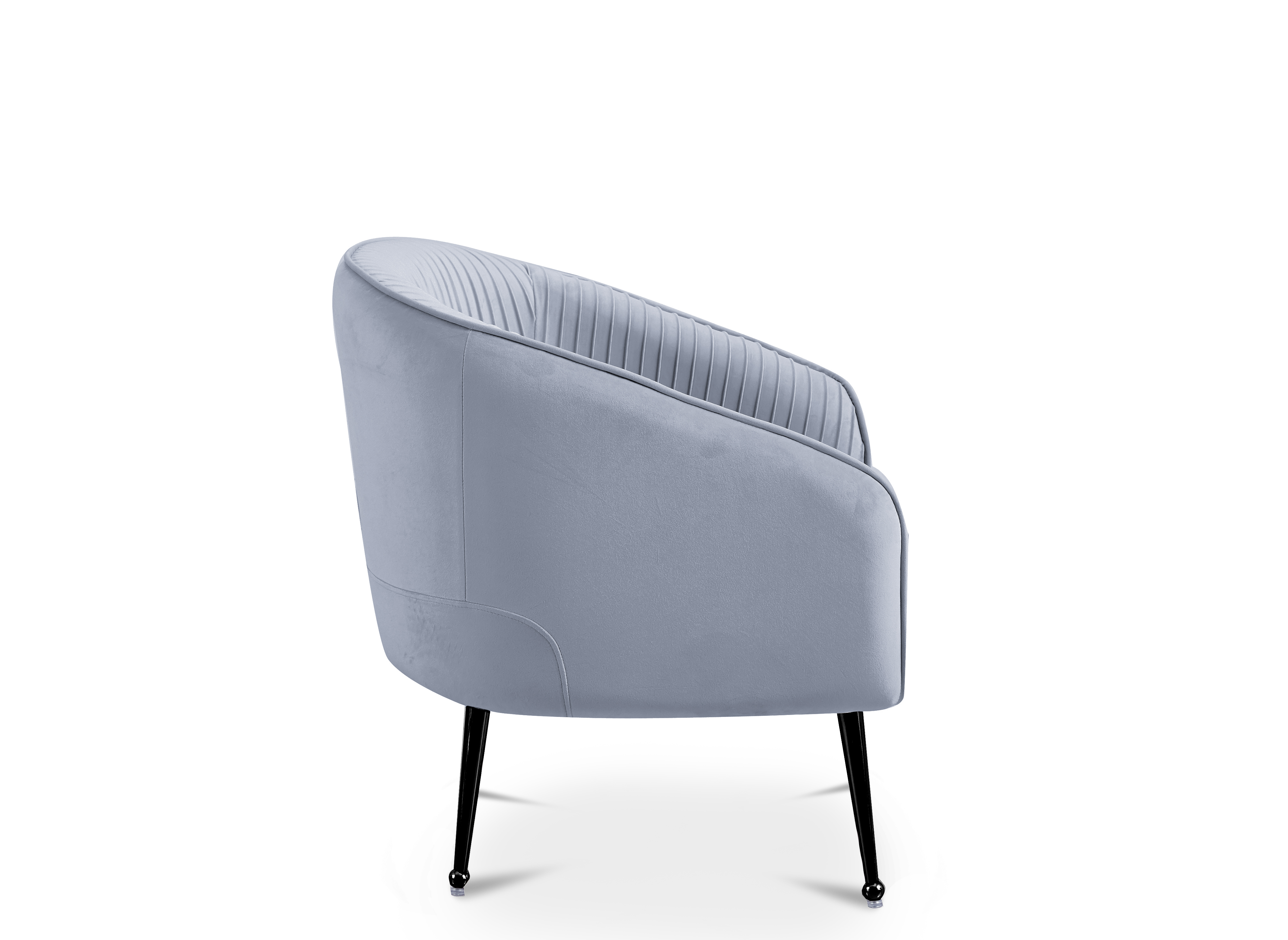 Fauteuil cabriolet en velours gris pieds noir TRECY