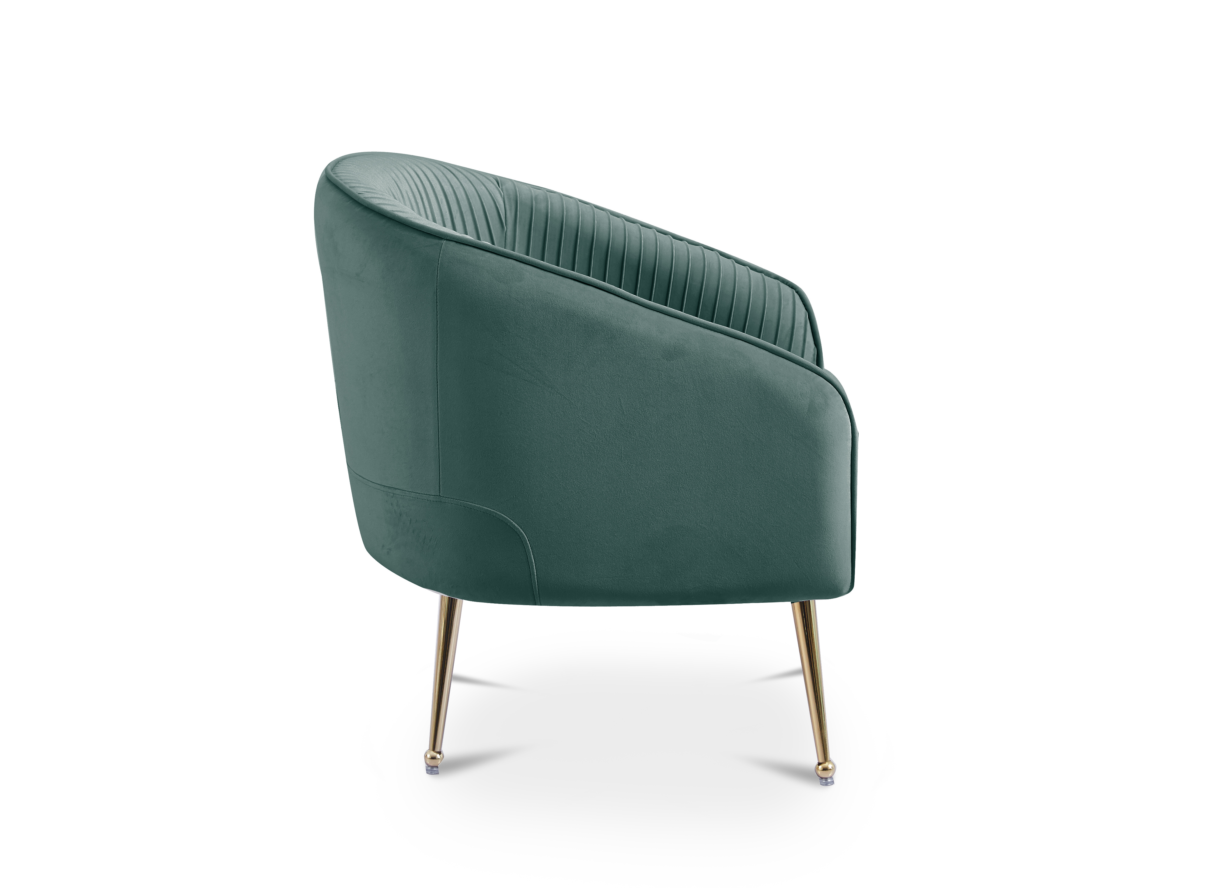 Fauteuil cabriolet en velours vert pieds doré TRECY