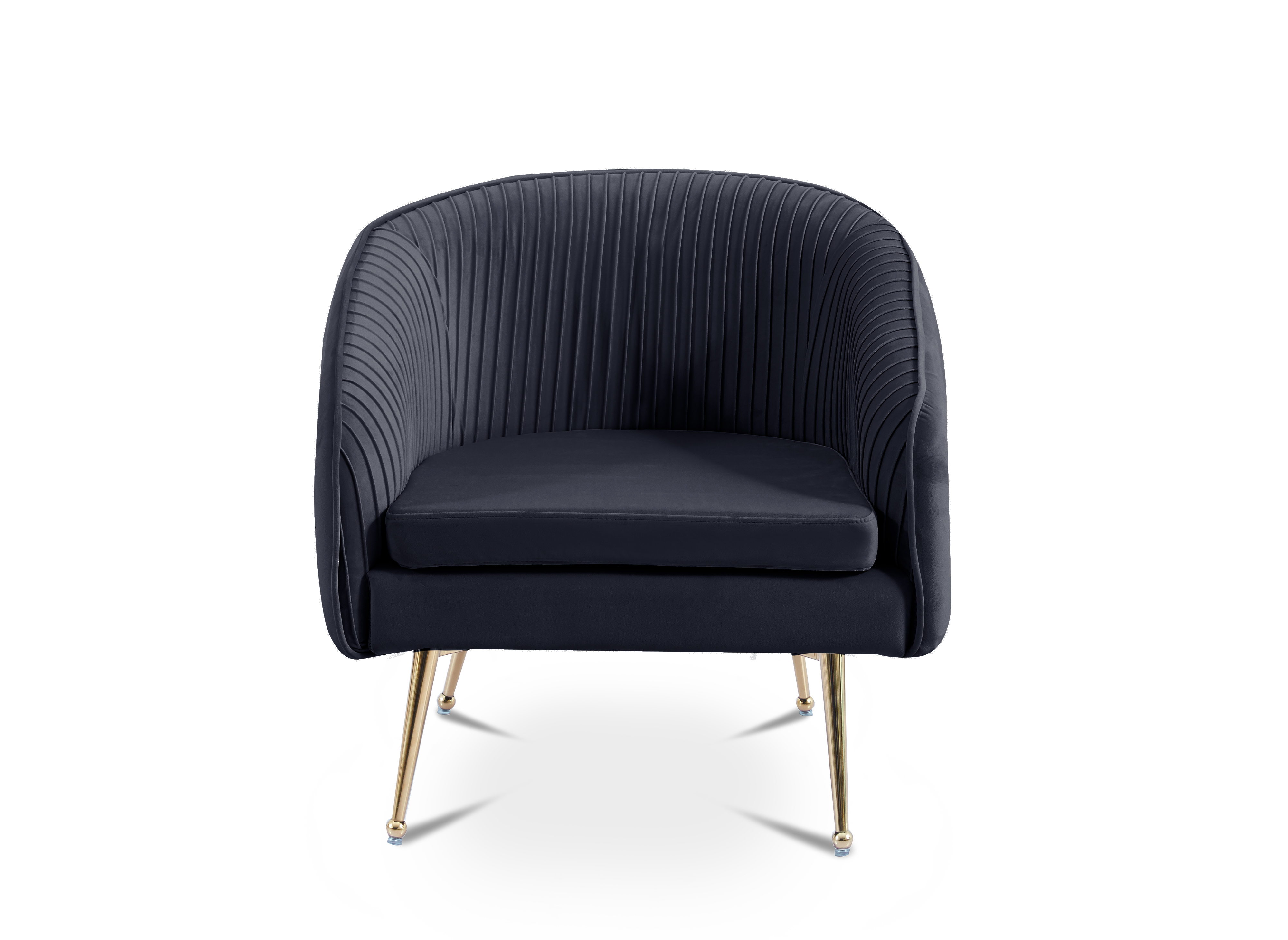 Fauteuil cabriolet en velours noir pieds doré TRECY