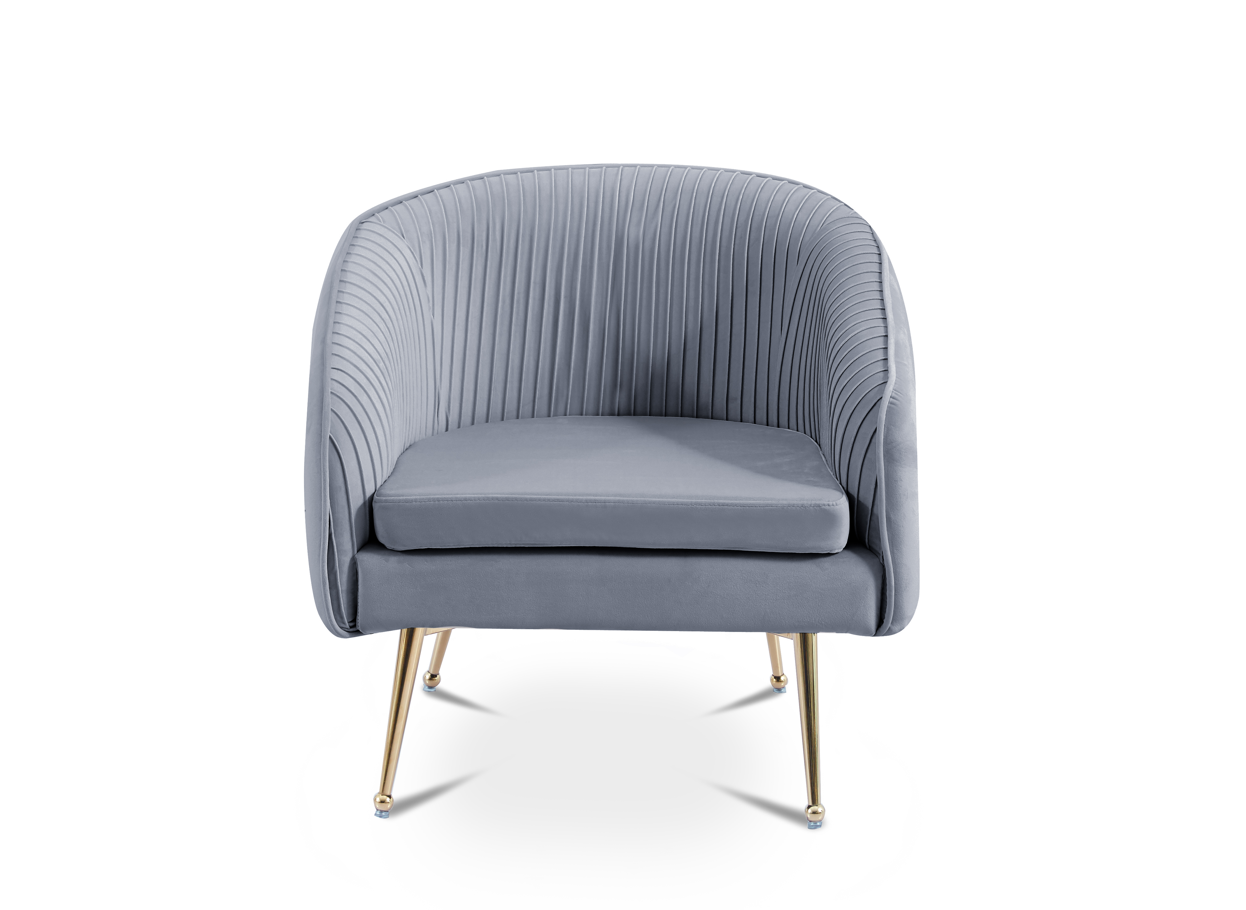 Fauteuil cabriolet en velours gris pieds doré TRECY