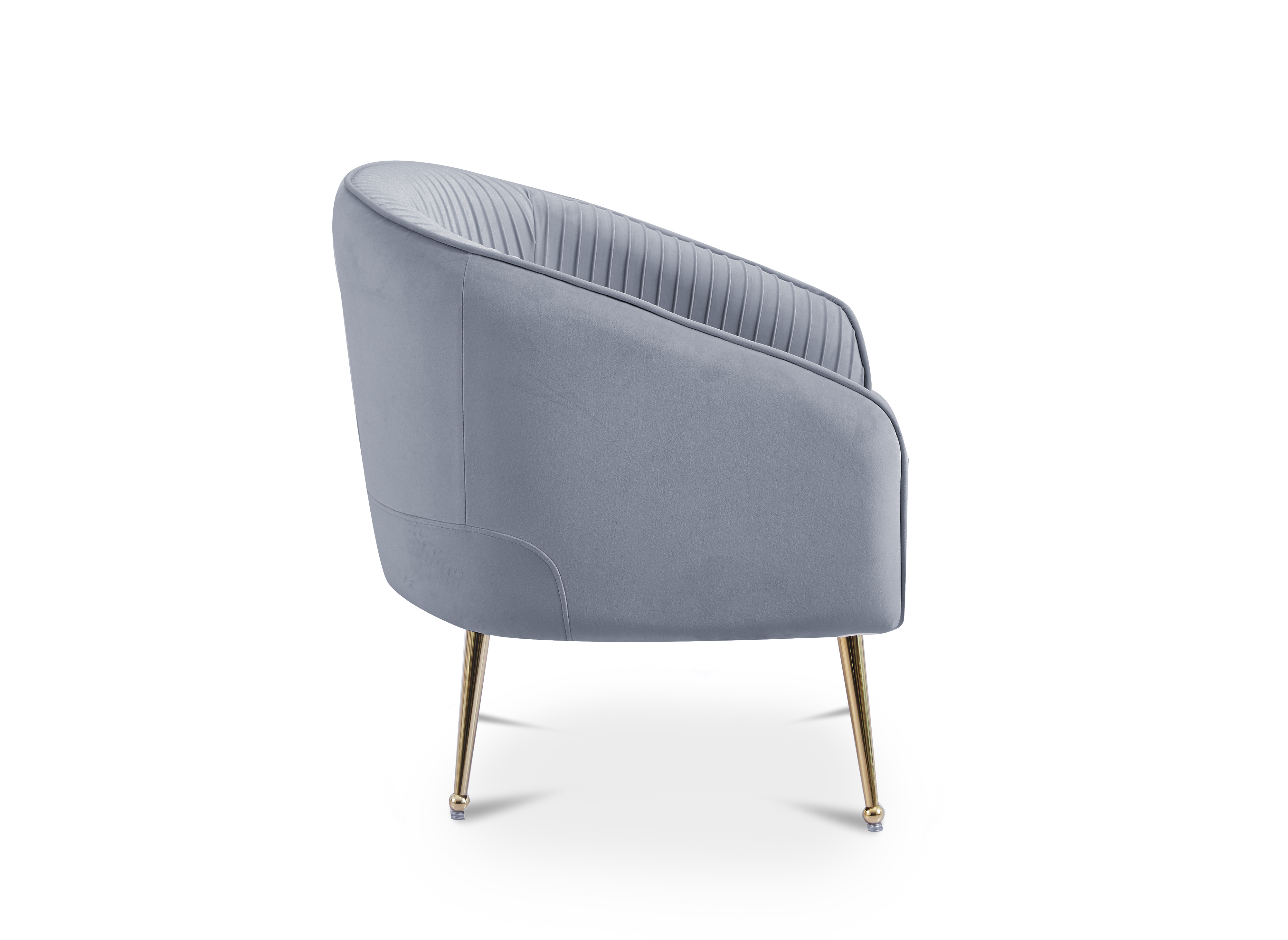 Fauteuil cabriolet en velours gris pieds doré TRECY