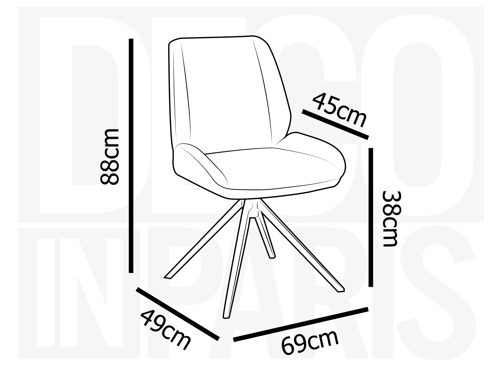 Lot de 2 chaises pivotantes en tissu jaune LUZIA