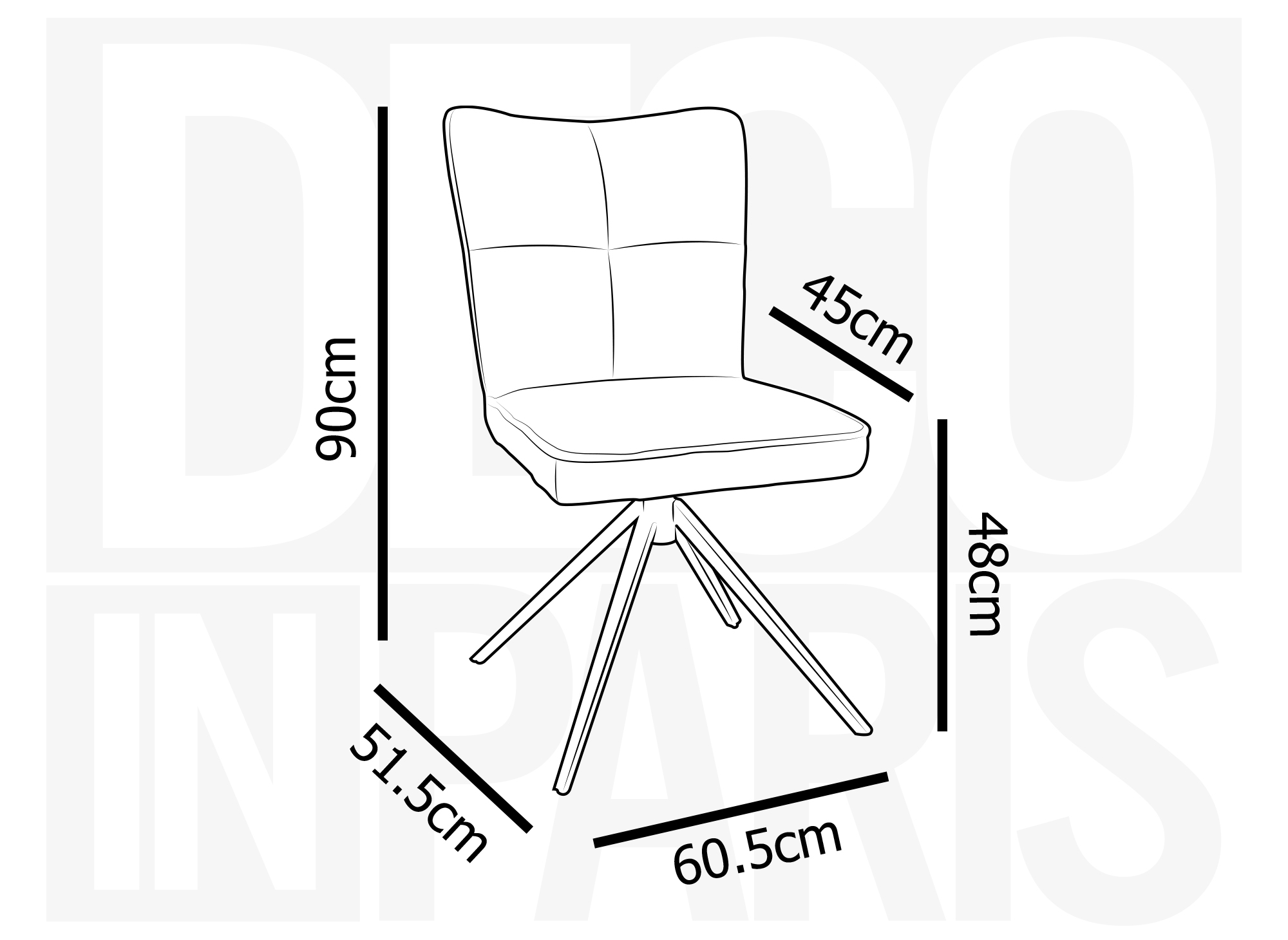 Lot de 2 chaises pivotantes en tissu vert  d'eau FELICIE