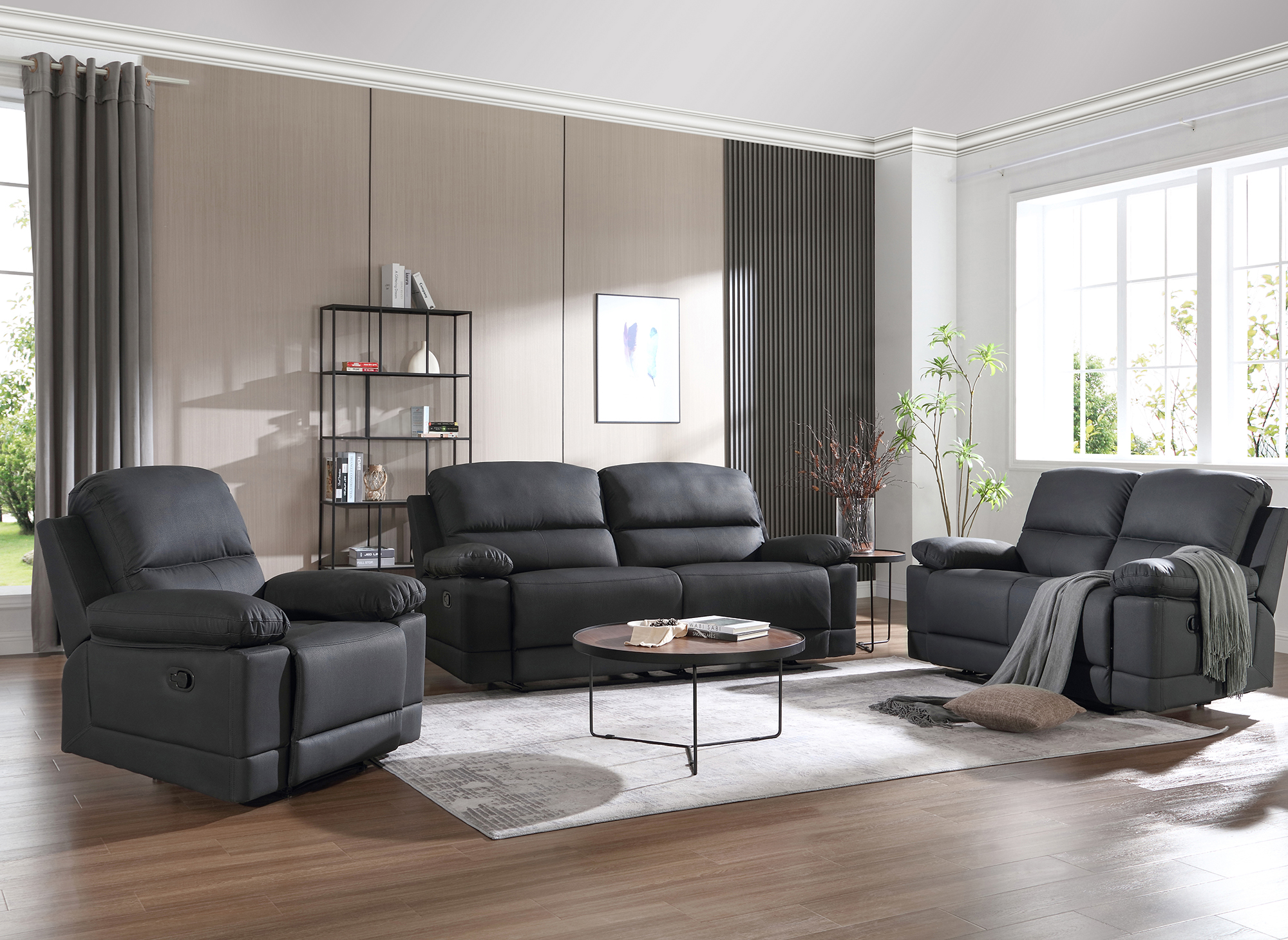 Fauteuil relax manuel en simili cuir noir DANY