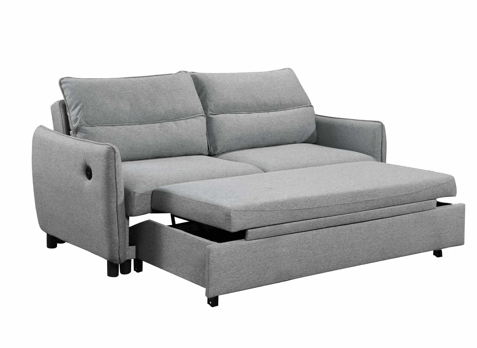 Canapé convertible 3 places en tissu gris clair ZADIG