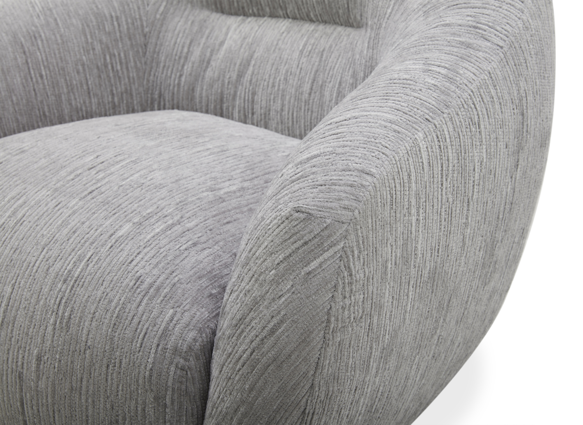 Fauteuil pivotant en velours chiné gris clair ALEZIO