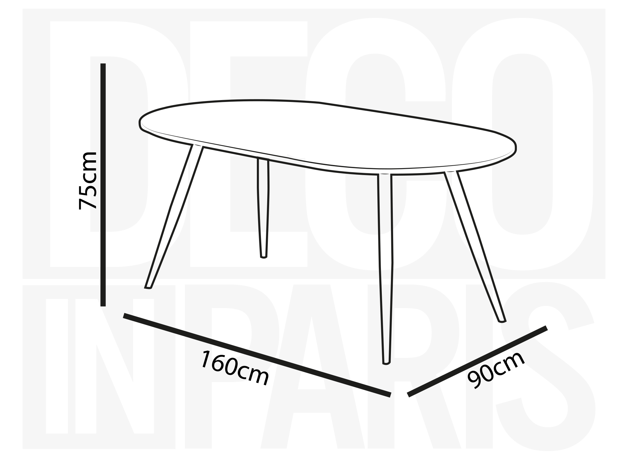 Table à manger ovale effet marbre noir DIWAN