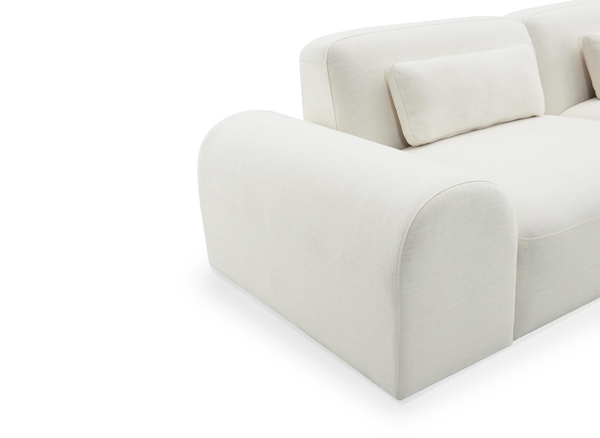Canapé contemporain 3 places en tissu blanc écru EMMA