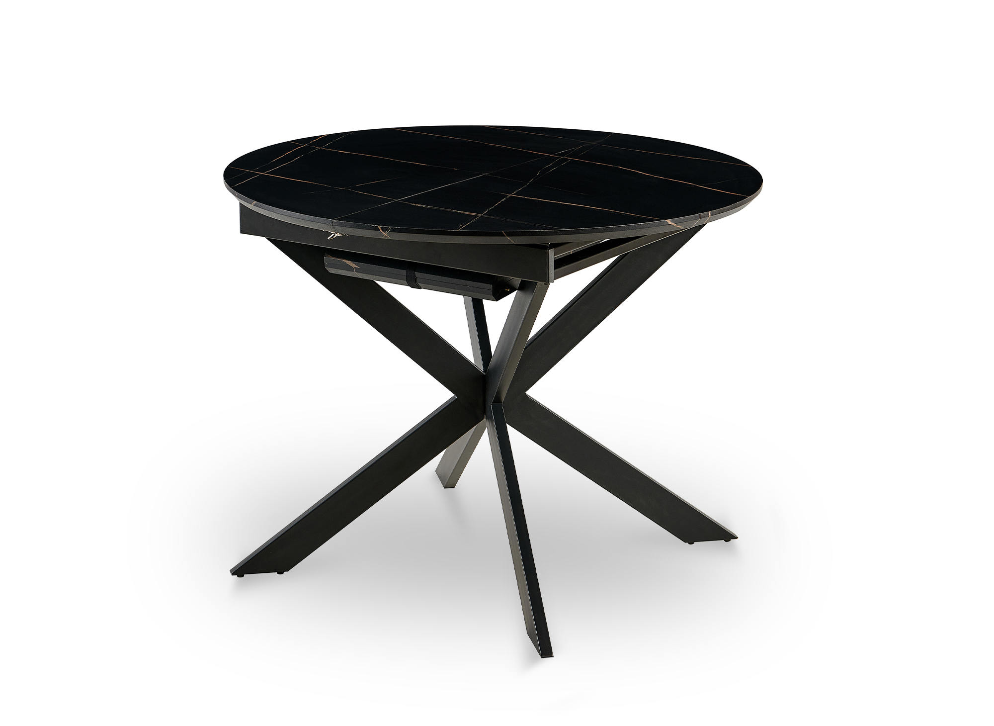 Table à manger ronde extensible noir KOBY