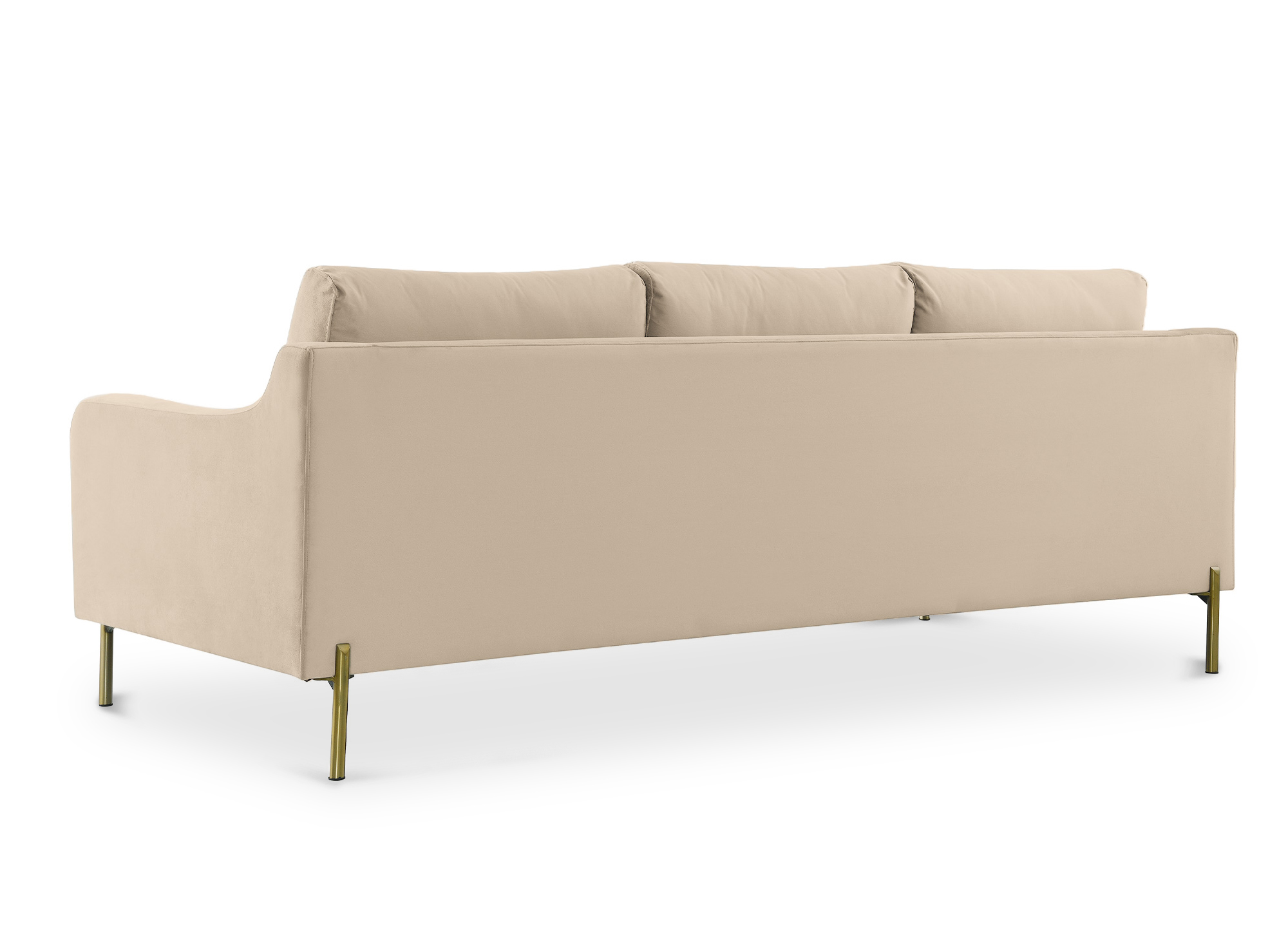 Canapé droit 3 places en velours beige CELINE