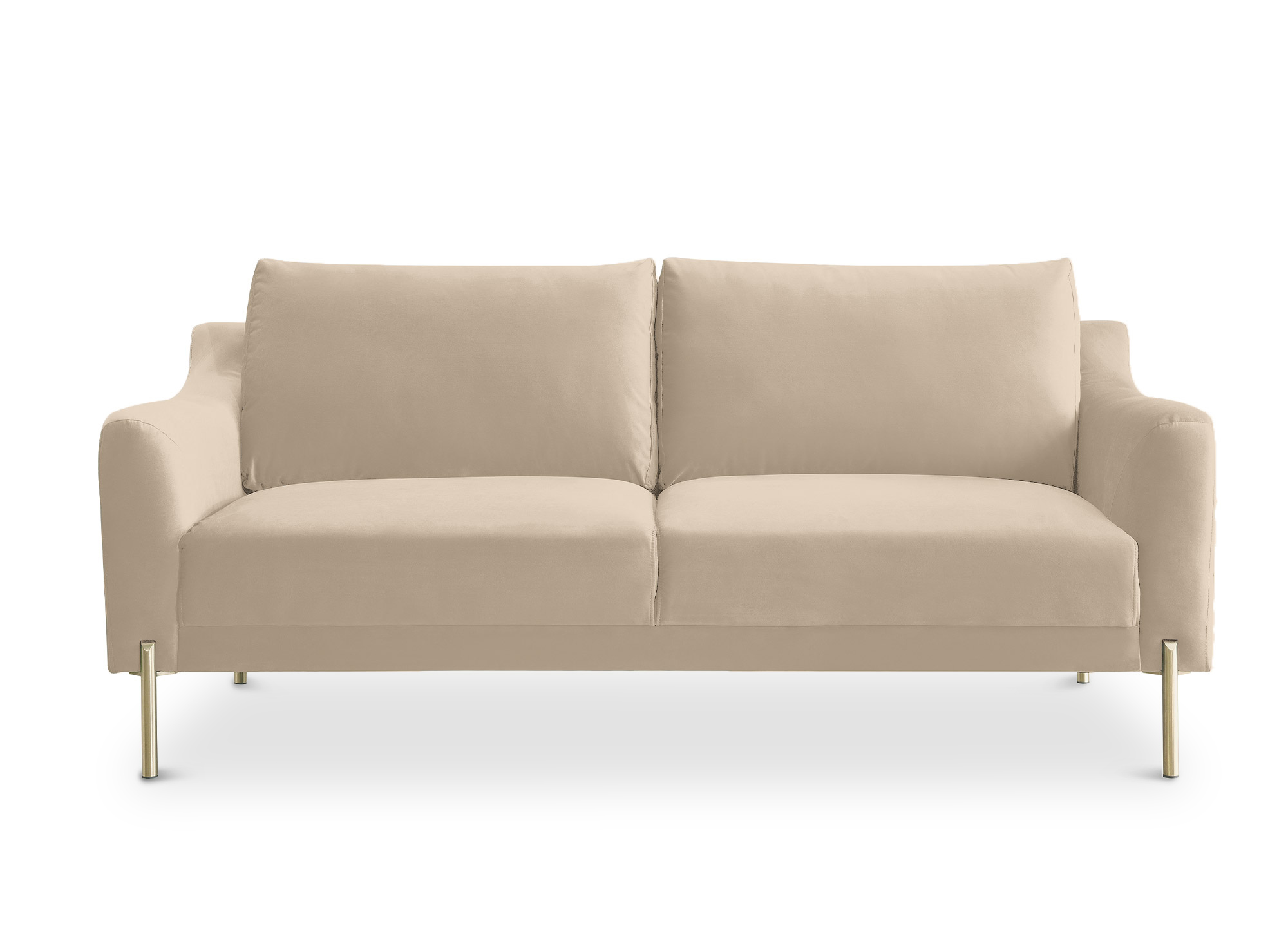 Canapé droit 2 places en velours beige CELINE