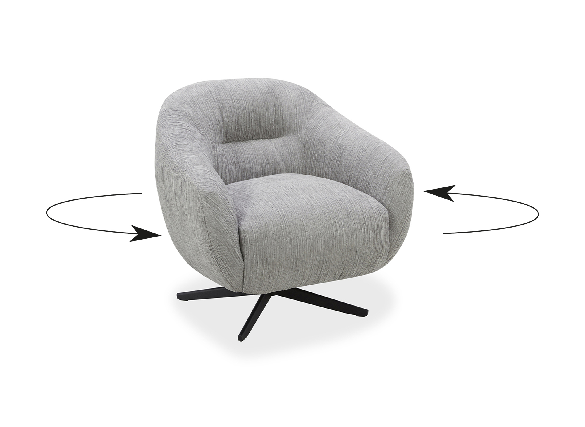 Fauteuil pivotant en velours chiné gris clair ALEZIO