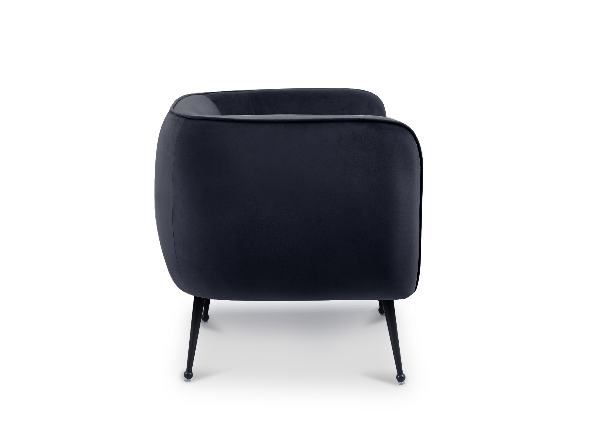 Fauteuil cabriolet en velours noir pieds noir PERRY