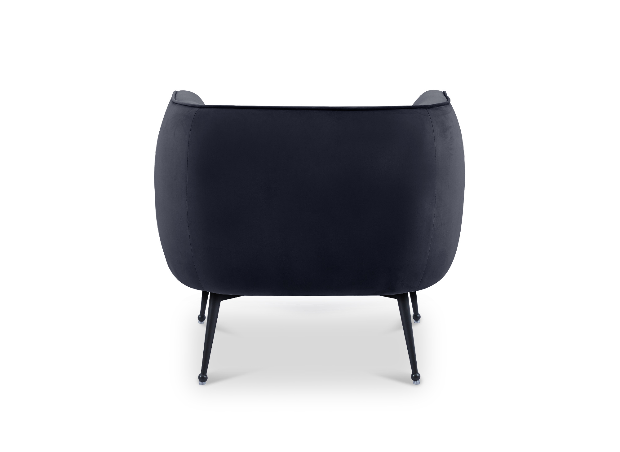 Fauteuil cabriolet en velours noir pieds noir PERRY