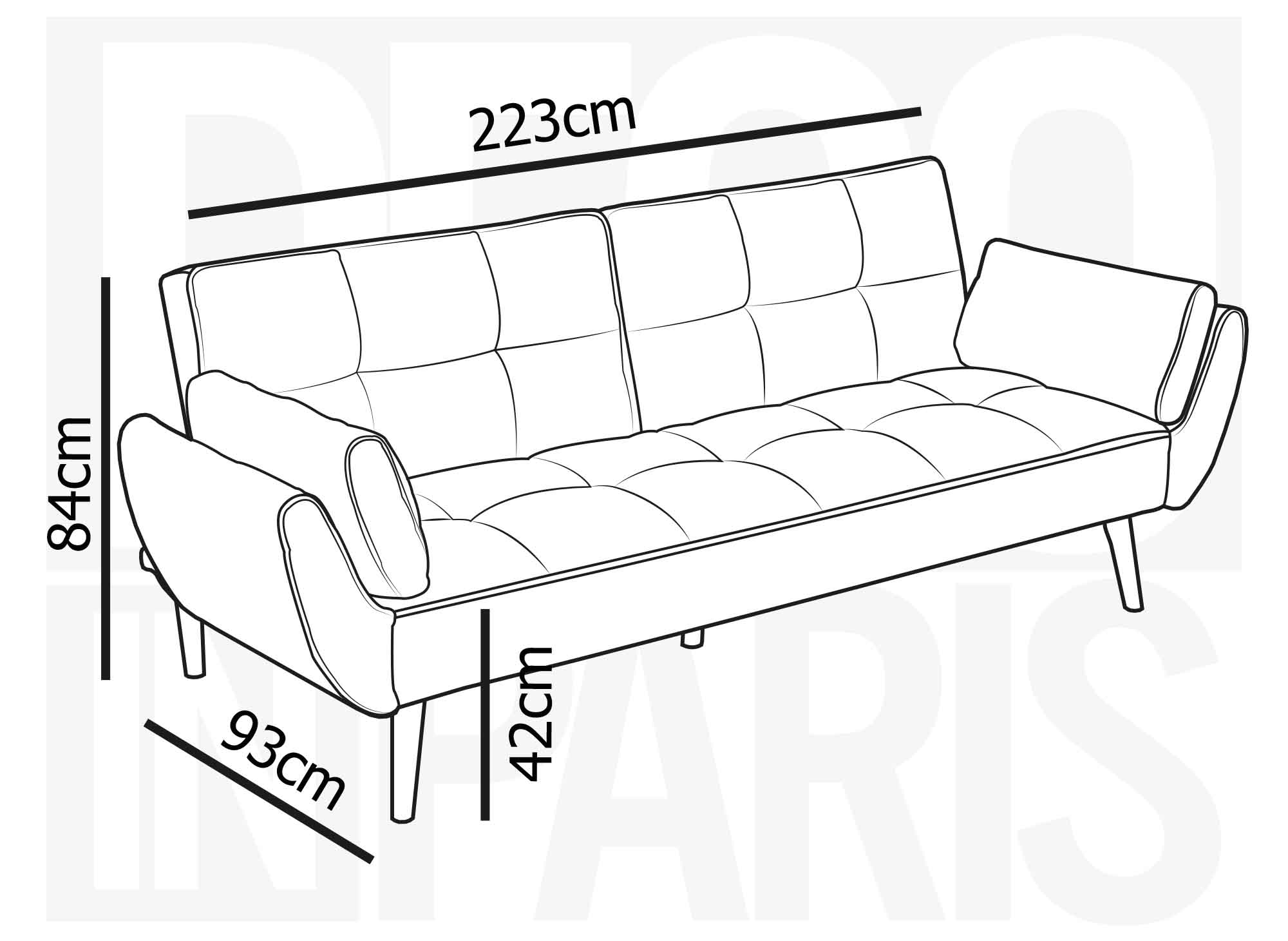 Canapé clic clac 3 places en tissu gris clair NARA