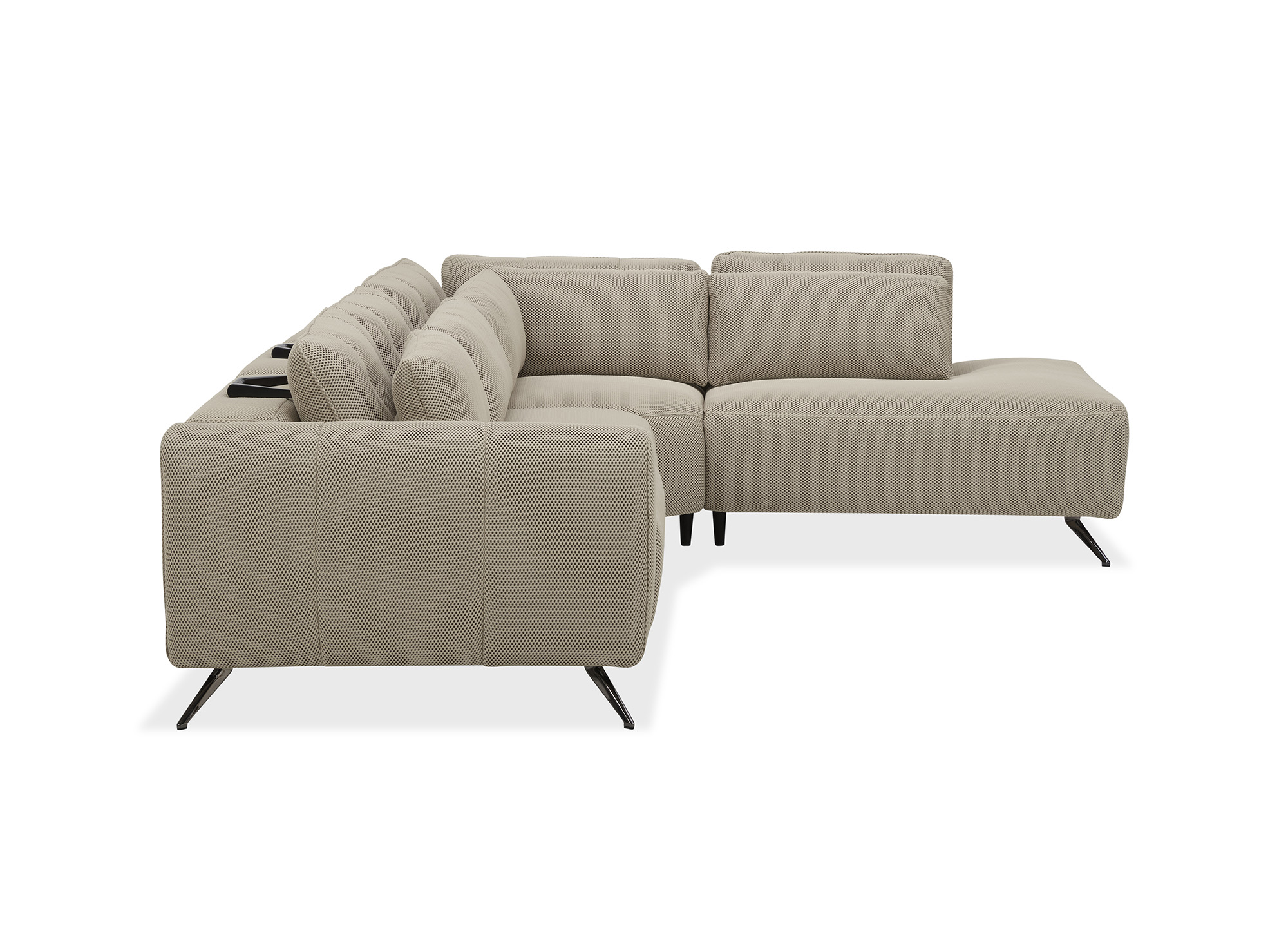 Canapé d'angle relax électrique en tissu 3D beige CANDICE - Angle droit