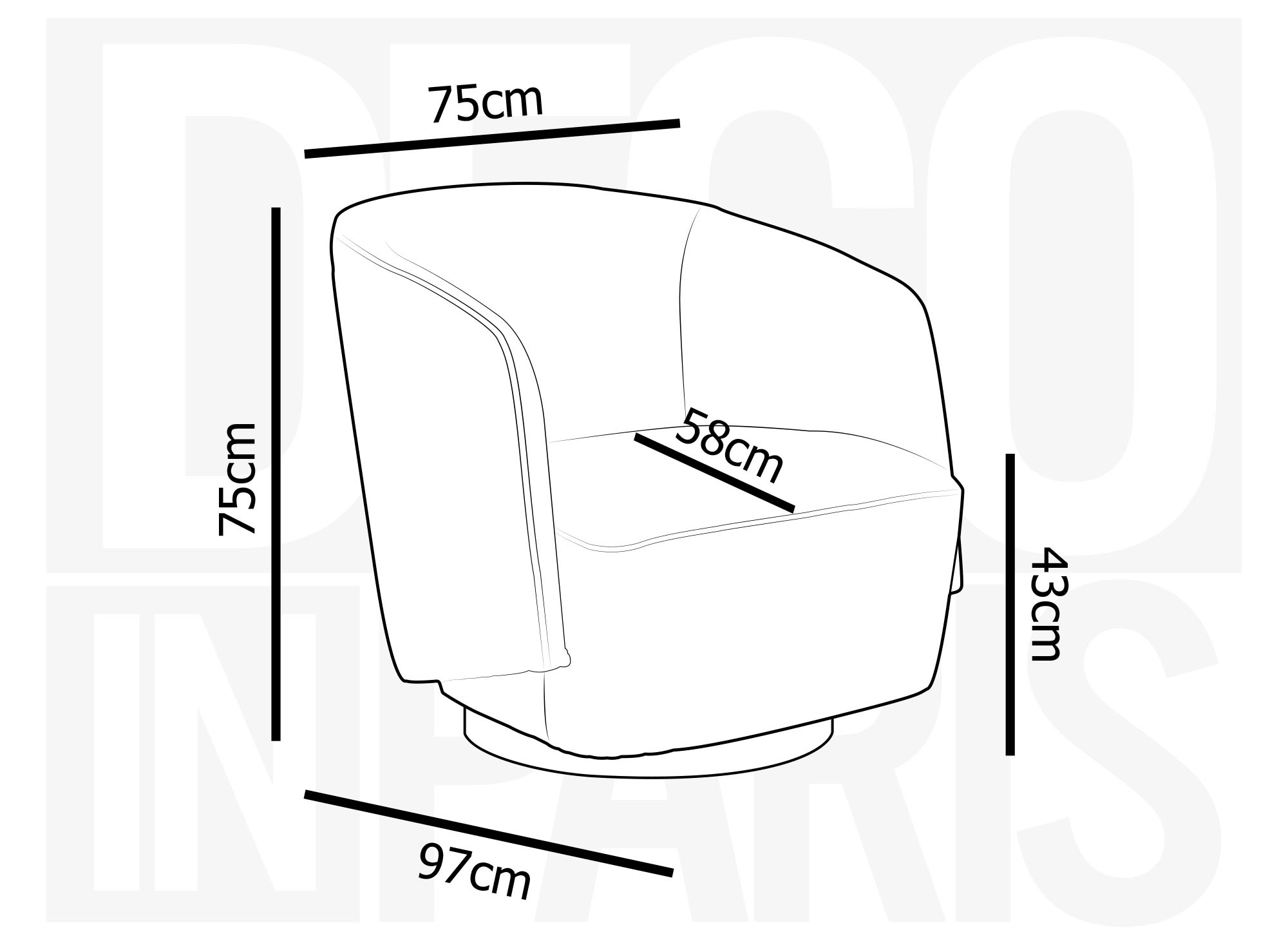 Fauteuil pivotant en tissu jaune MATHIS