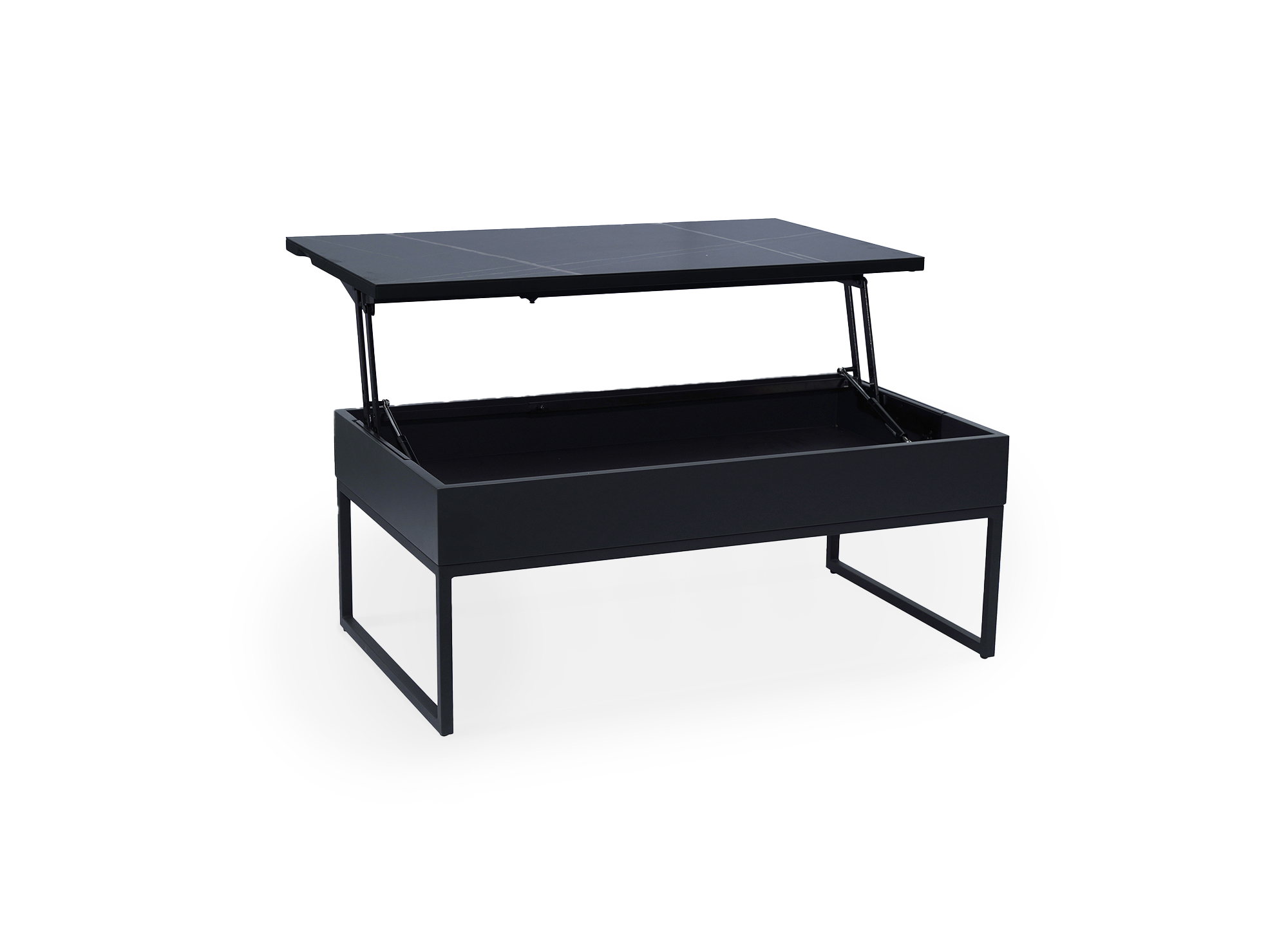 Table basse design avec plateau relevable en céramique noir MARIE