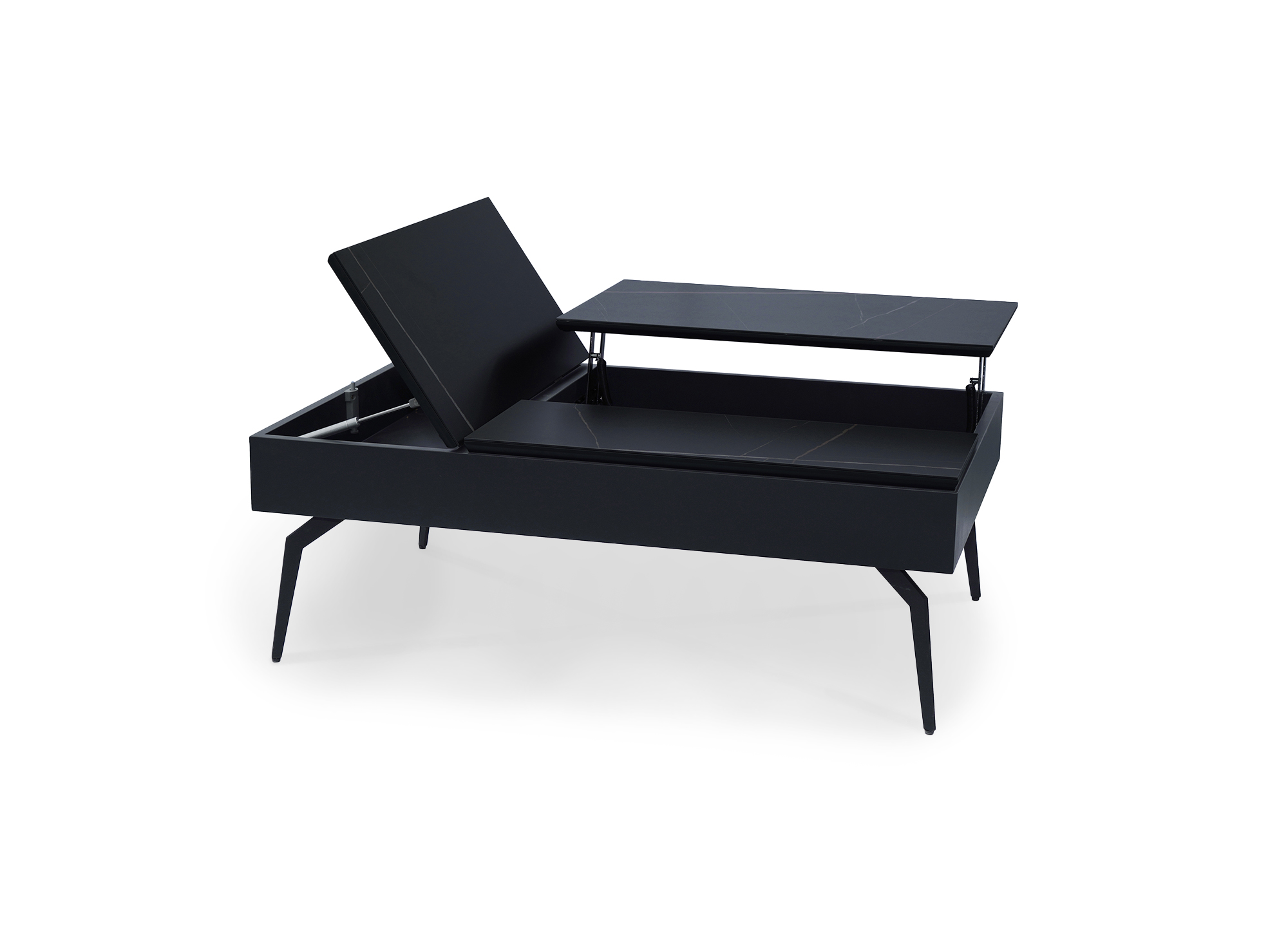 Table basse design avec plateau relevable en céramique noir SILVANA