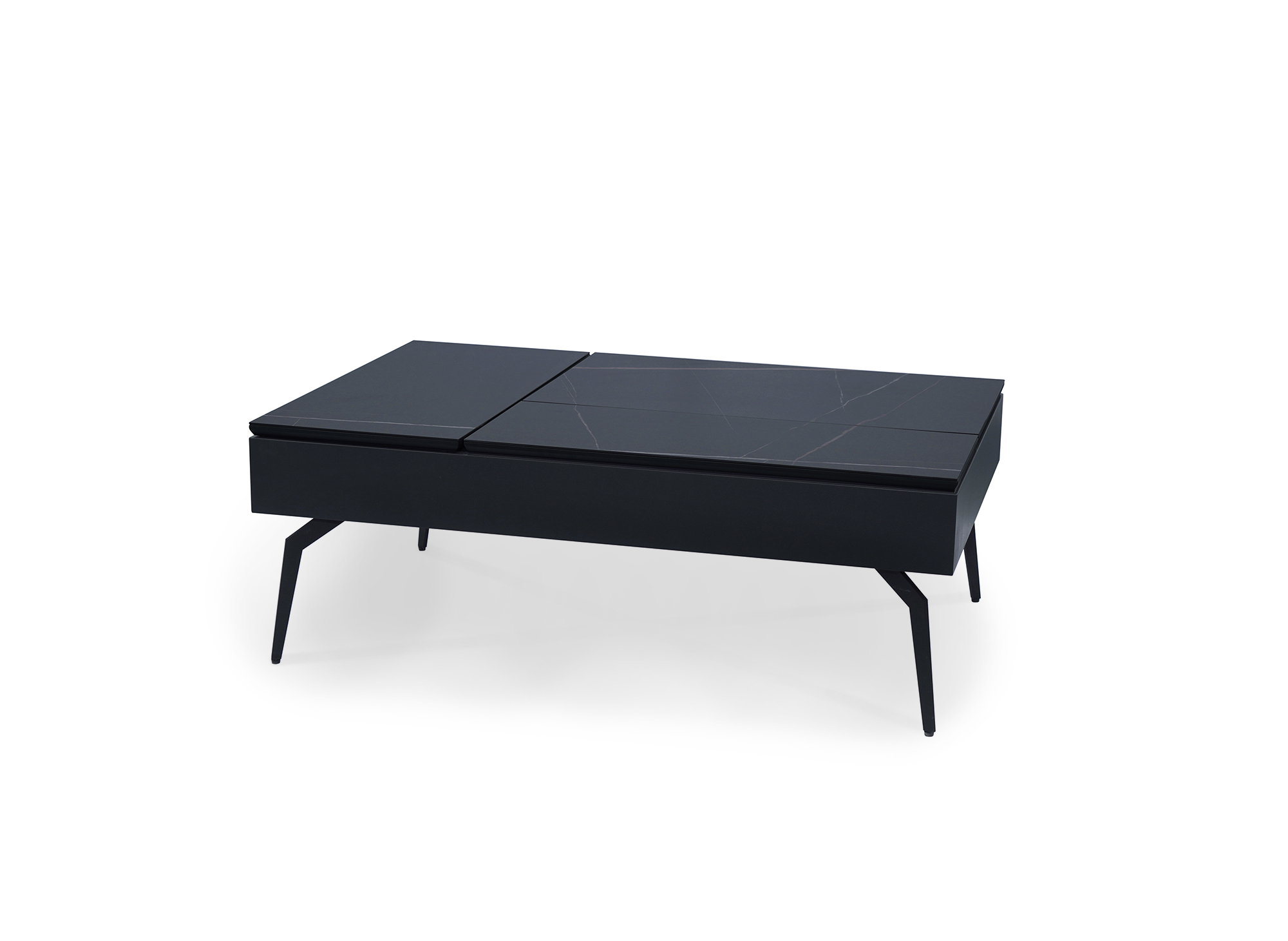 Table basse design avec plateau relevable en céramique noir SILVANA