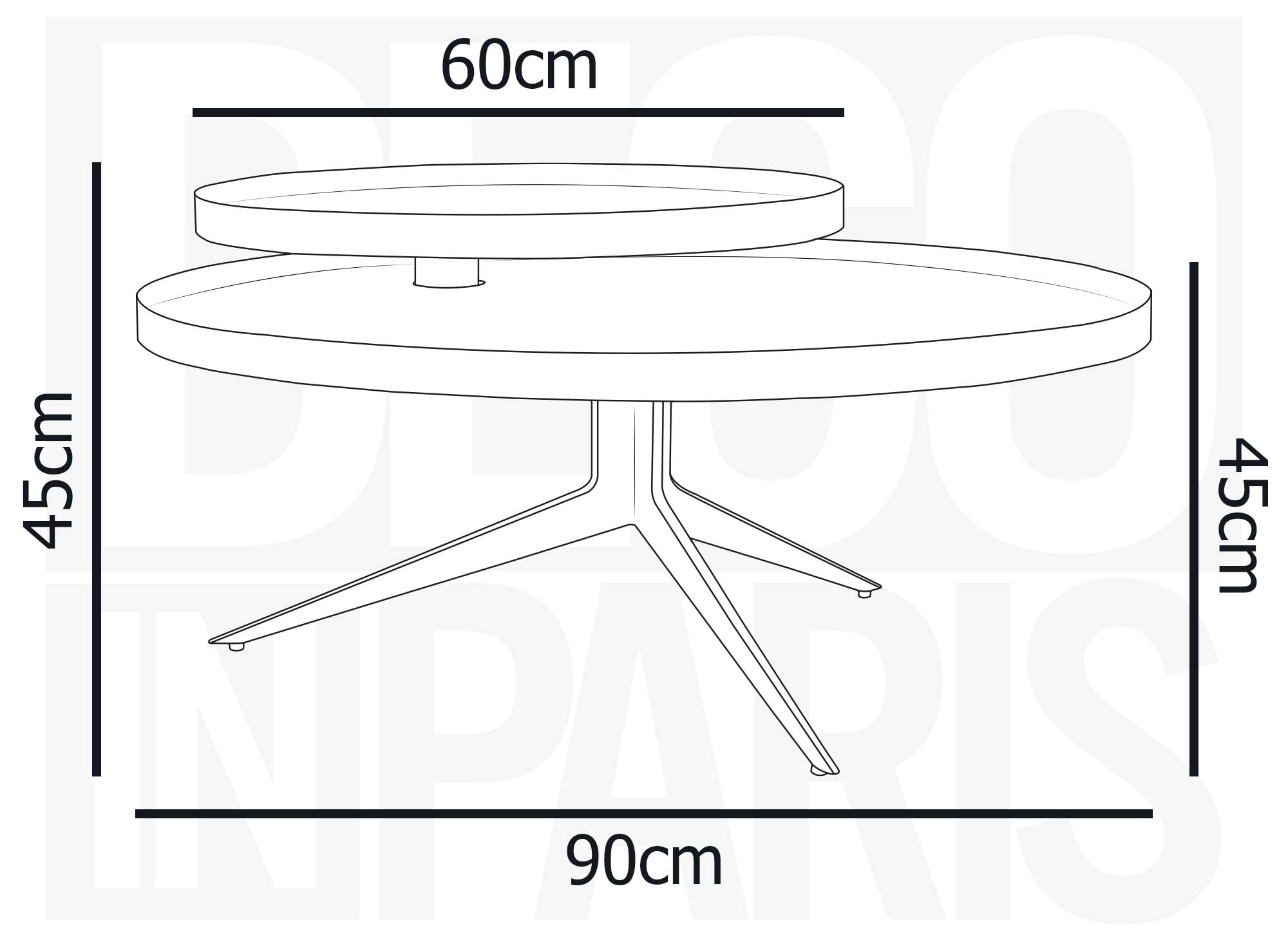 Table basse ronde 2 plateaux pivotants en céramique et métal noir MIRANY