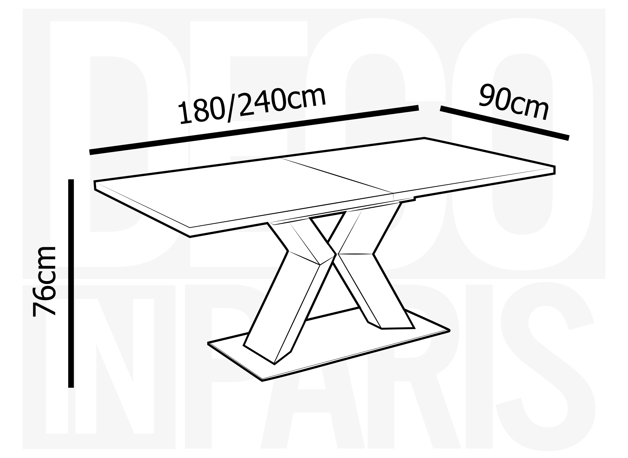 Table à manger rectangulaire extensible couleur chêne pieds en métal ADRIANO